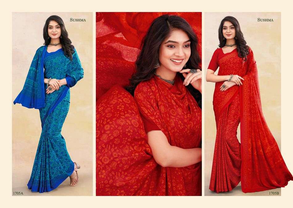 Ethnic Floral By Sushma Indian Traditional Wear Collection Beautiful Stylish Fancy Colorful Party Wear & Occasional Wear Fancy Sarees At Wholesale Price