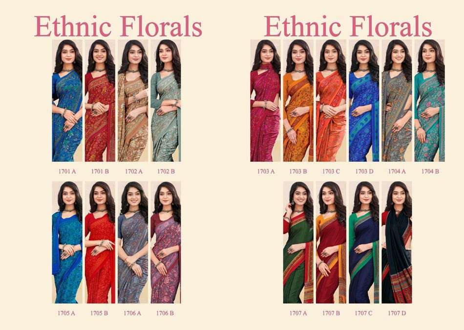 Ethnic Floral By Sushma Indian Traditional Wear Collection Beautiful Stylish Fancy Colorful Party Wear & Occasional Wear Fancy Sarees At Wholesale Price