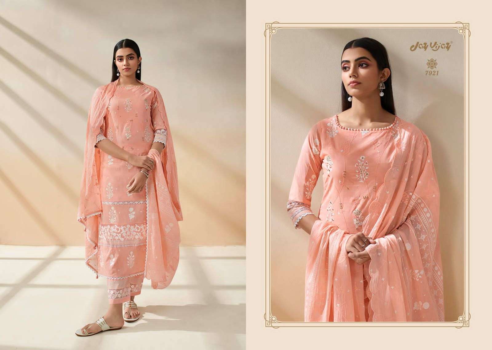 Jiyana By Jay Vijay Prints 7021 To 7028 Series Beautiful Suits Colorful Stylish Fancy Casual Wear & Ethnic Wear Pure Cotton Embroidered Dresses At Wholesale Price