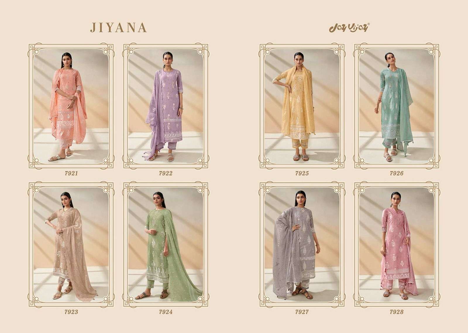 Jiyana By Jay Vijay Prints 7021 To 7028 Series Beautiful Suits Colorful Stylish Fancy Casual Wear & Ethnic Wear Pure Cotton Embroidered Dresses At Wholesale Price
