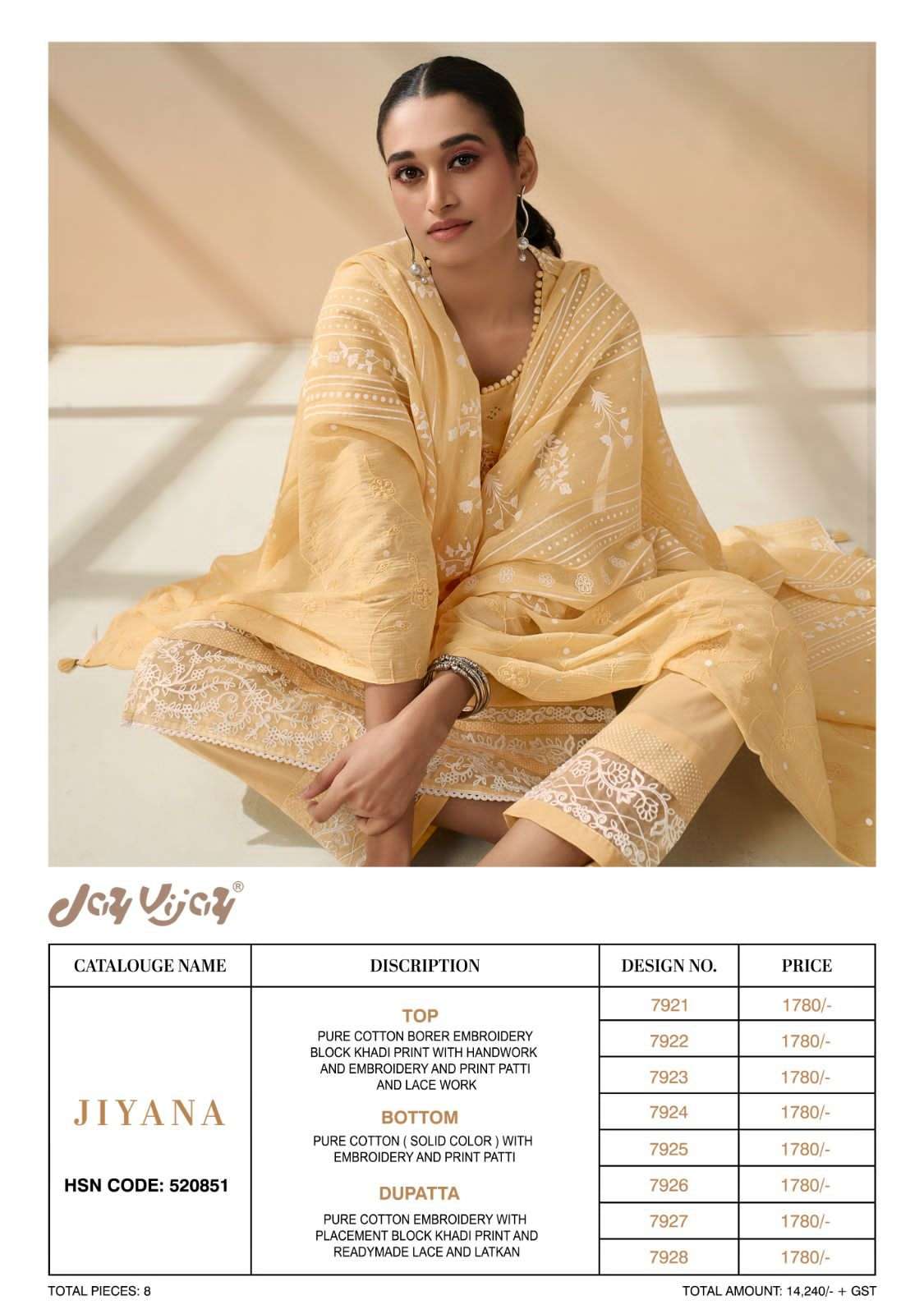 Jiyana By Jay Vijay Prints 7021 To 7028 Series Beautiful Suits Colorful Stylish Fancy Casual Wear & Ethnic Wear Pure Cotton Embroidered Dresses At Wholesale Price