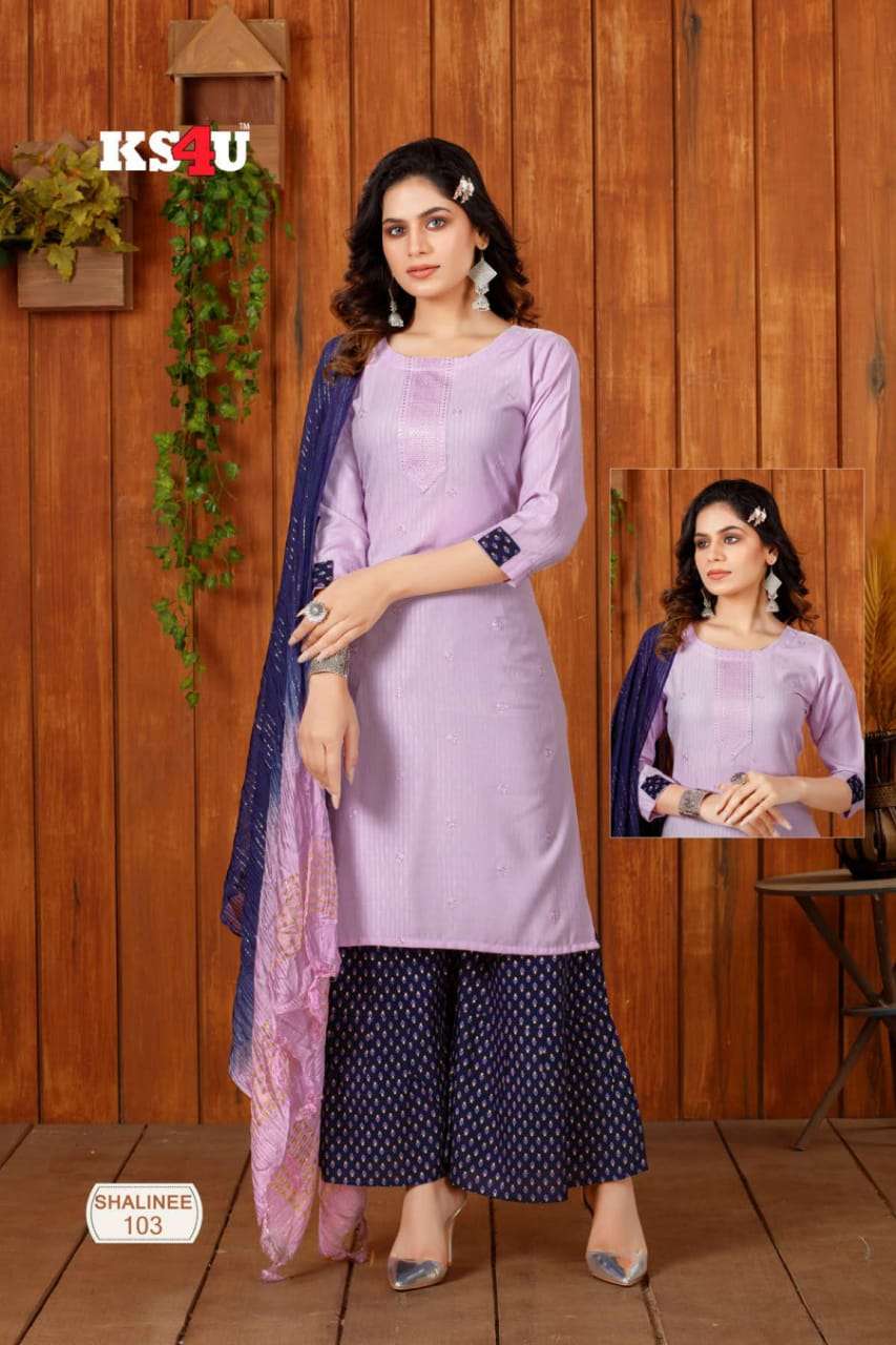 Shalinee By Ks4u 101 To 105 Series Beautiful Suits Colorful Stylish Fancy Casual Wear & Ethnic Wear Fancy Embroidered Dresses At Wholesale Price
