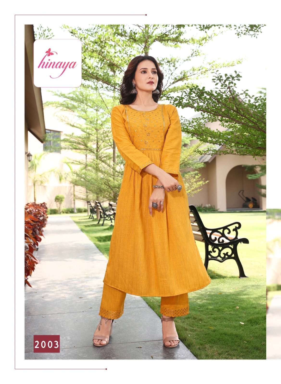 Chahek Vol-2 By Hinaya 2001 To 2006 Series Designer Stylish Fancy Colorful Beautiful Party Wear & Ethnic Wear Collection Rayon Embroidered Kurtis With Bottom At Wholesale Price