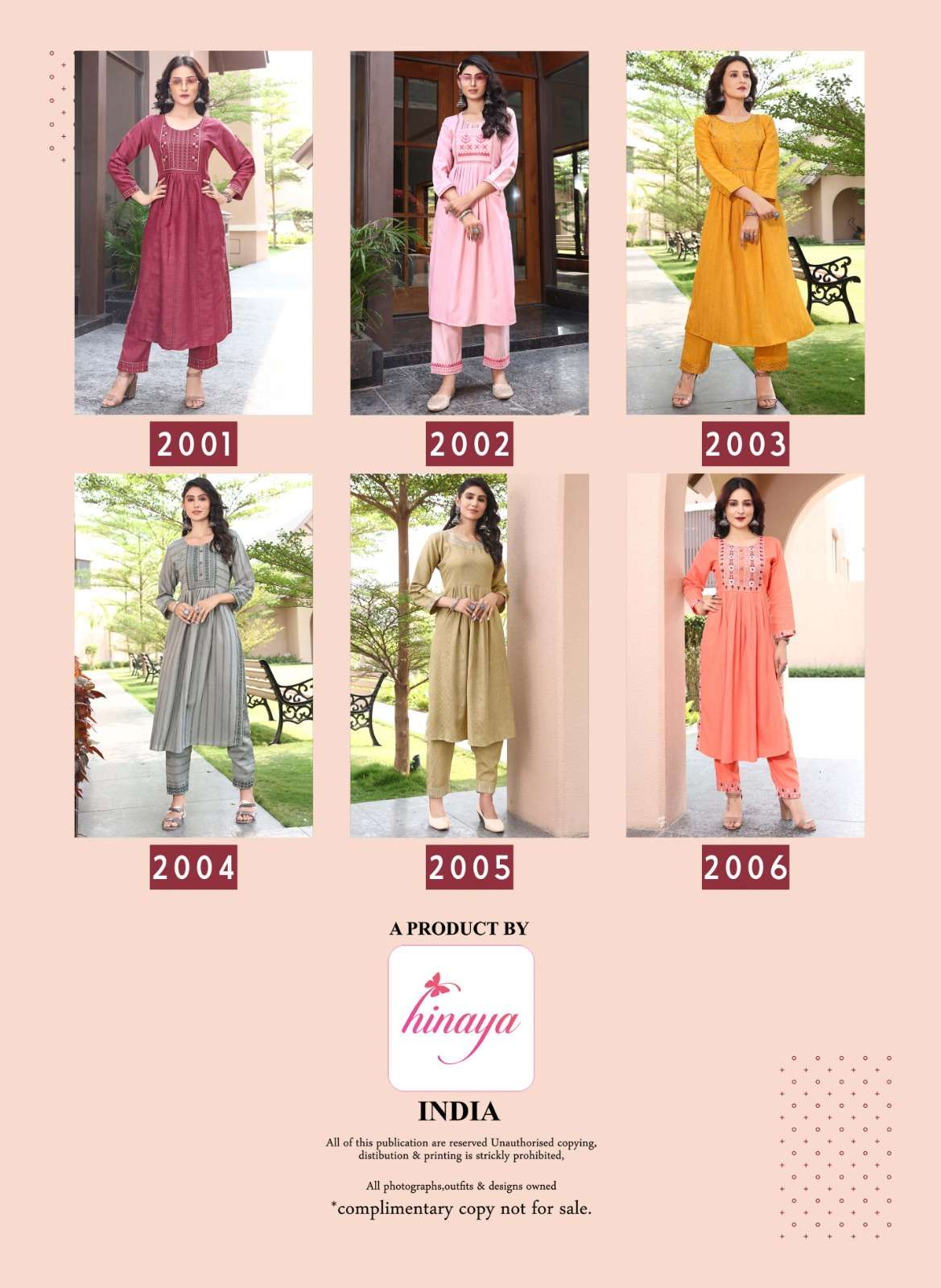 Chahek Vol-2 By Hinaya 2001 To 2006 Series Designer Stylish Fancy Colorful Beautiful Party Wear & Ethnic Wear Collection Rayon Embroidered Kurtis With Bottom At Wholesale Price