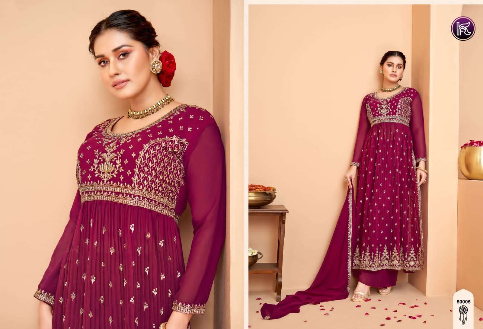 Kala Nayra By Kala Fashion 50001 To 50006 Series Beautiful Suits Colorful Stylish Fancy Casual Wear & Ethnic Wear Georgette Embroidered Dresses At Wholesale Price