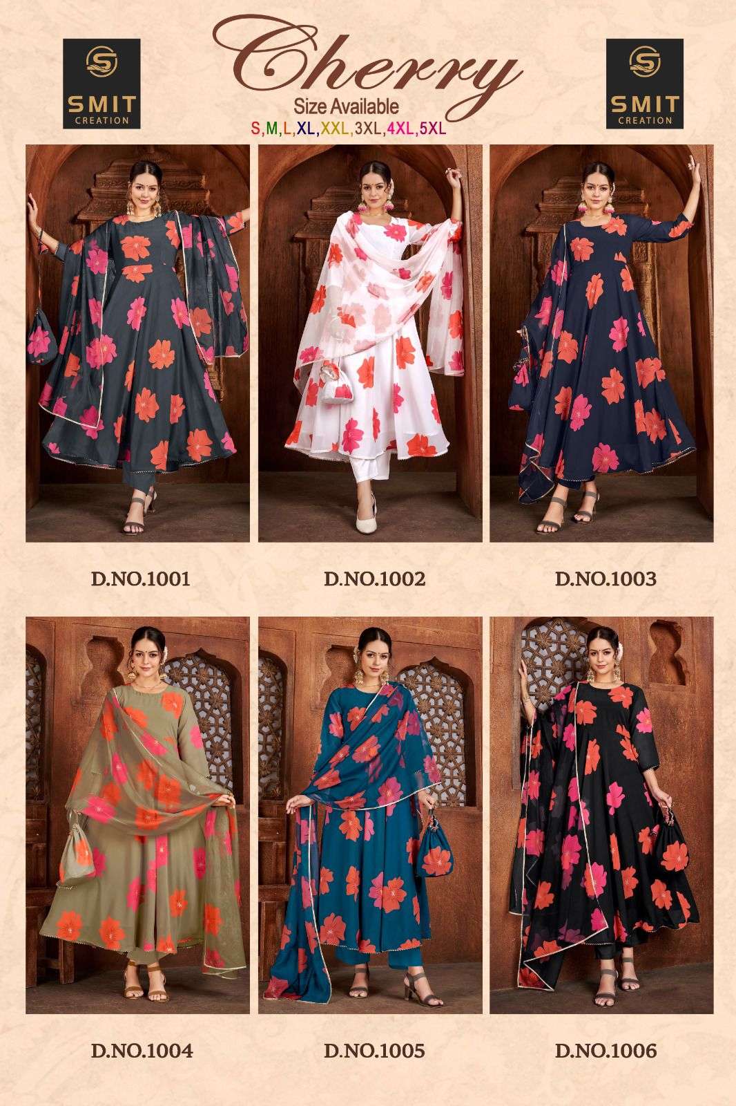 Cherry By Smit Creation 1001 To 1006 Series Beautiful Stylish Fancy Colorful Casual Wear & Ethnic Wear Pure Georgette Gowns With Dupatta At Wholesale Price