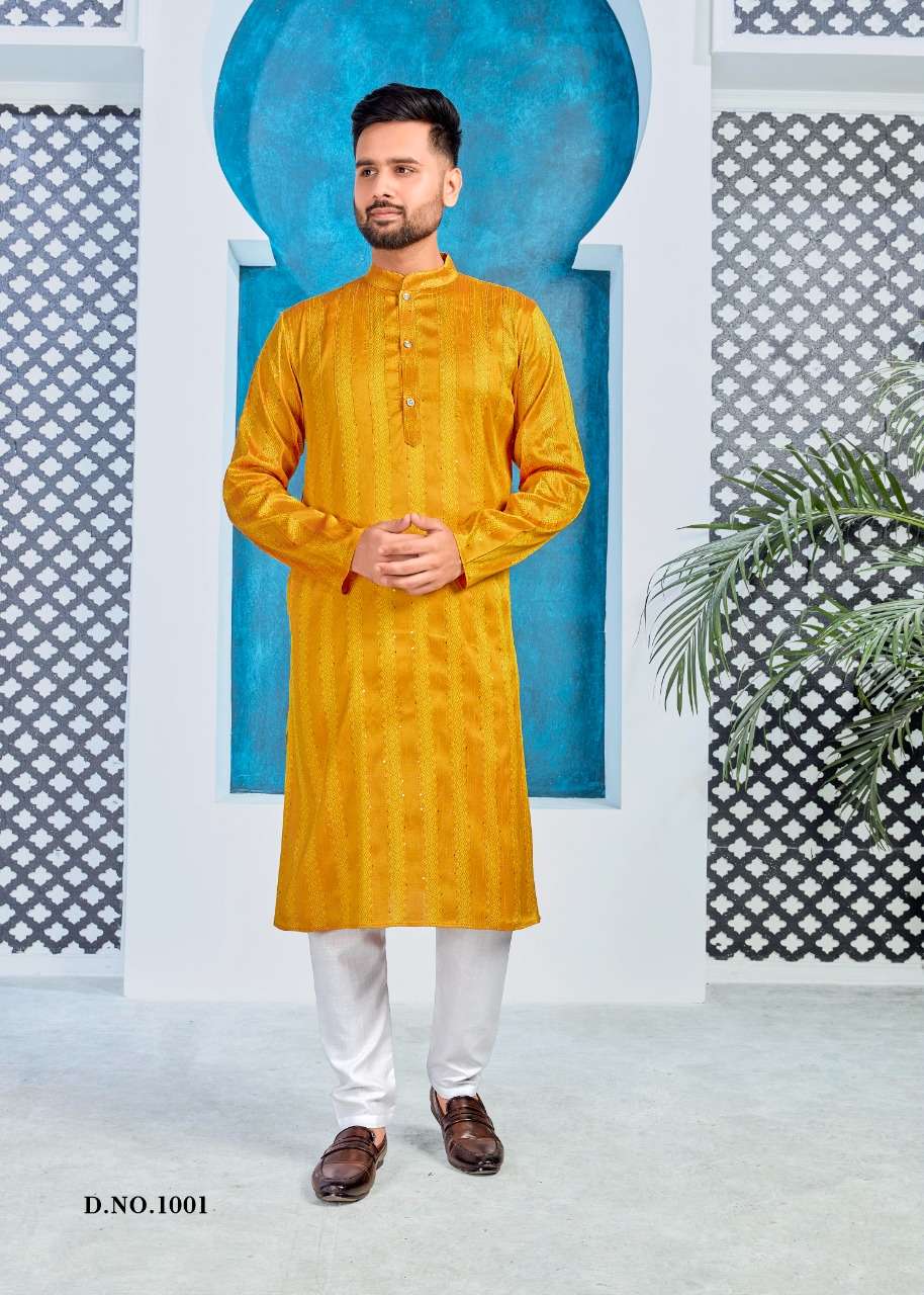 Royal Men By Banwery Fashion 1001 To 1009 Series Beautiful Colorful Stylish Fancy Casual Wear & Ethnic Wear & Ready To Wear Jacuqard Silk Kurtas With Pajamas At Wholesale Price