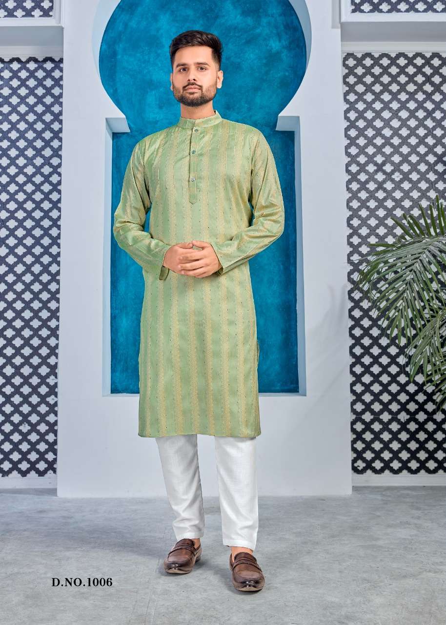 Royal Men By Banwery Fashion 1001 To 1009 Series Beautiful Colorful Stylish Fancy Casual Wear & Ethnic Wear & Ready To Wear Jacuqard Silk Kurtas With Pajamas At Wholesale Price
