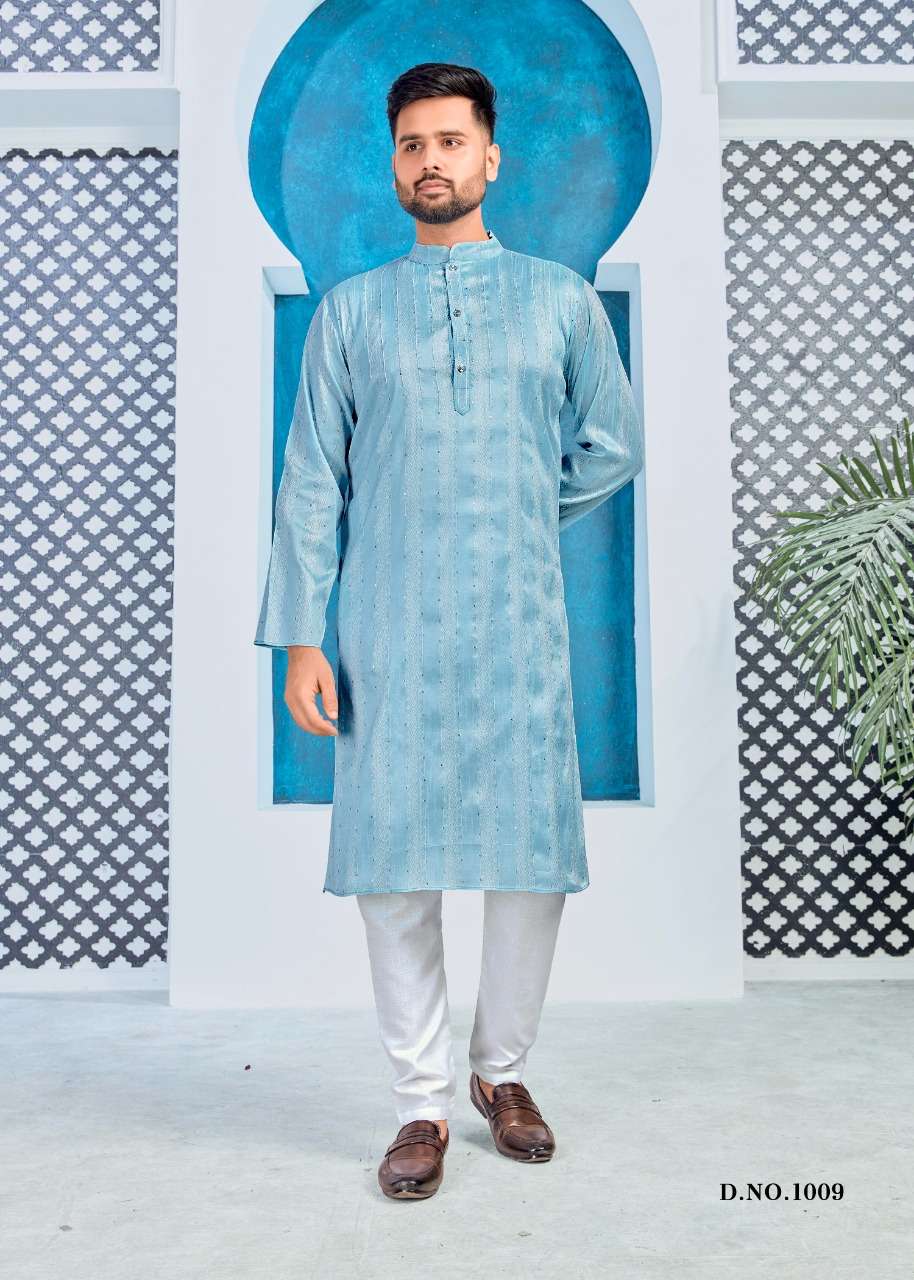 Royal Men By Banwery Fashion 1001 To 1009 Series Beautiful Colorful Stylish Fancy Casual Wear & Ethnic Wear & Ready To Wear Jacuqard Silk Kurtas With Pajamas At Wholesale Price