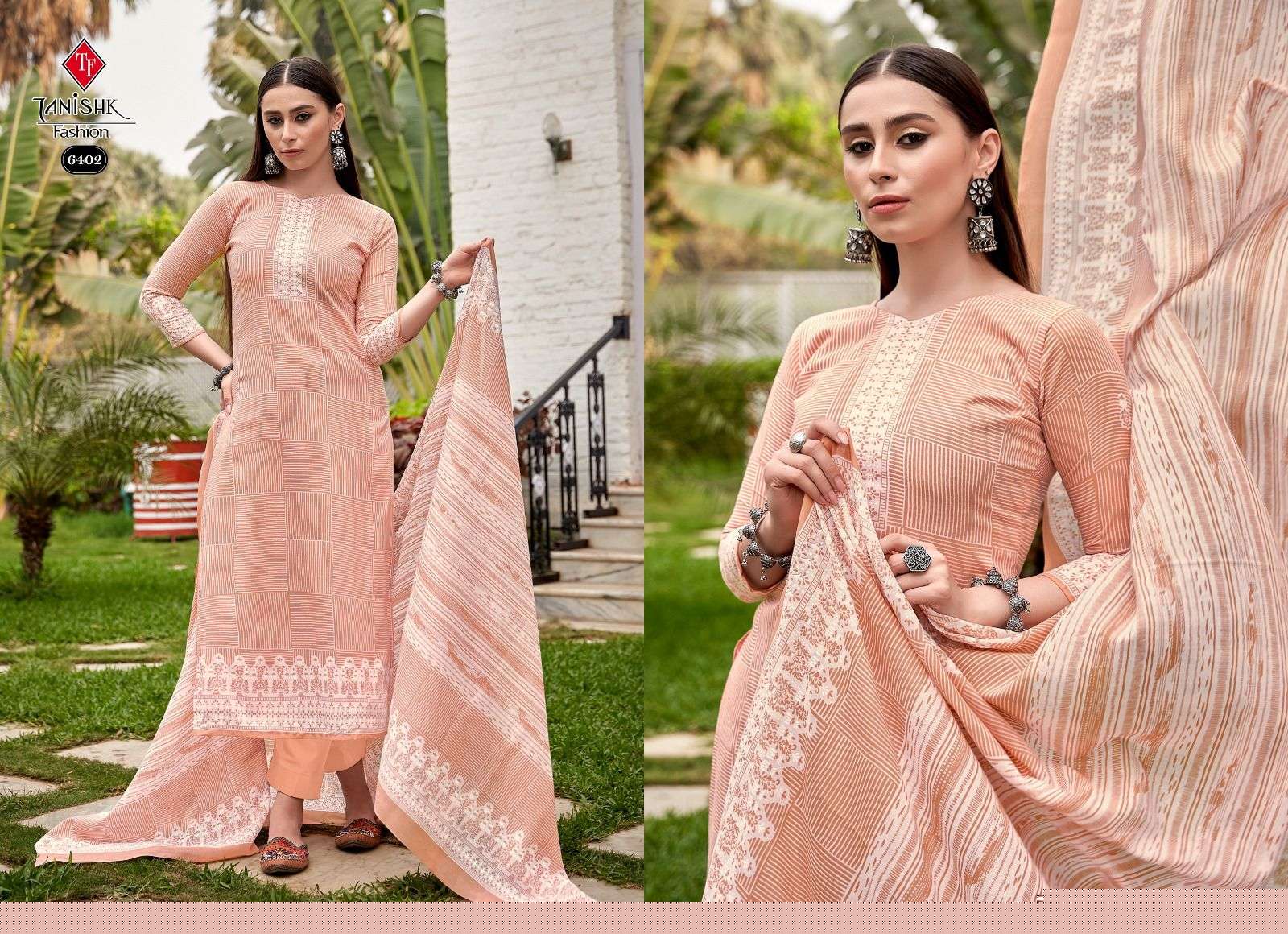 Falak Vol-5 By Tanishk Fashion 6401 To 6408 Series Designer Suits Collection Beautiful Stylish Fancy Colorful Party Wear & Occasional Wear Cotton Print Dresses At Wholesale Price