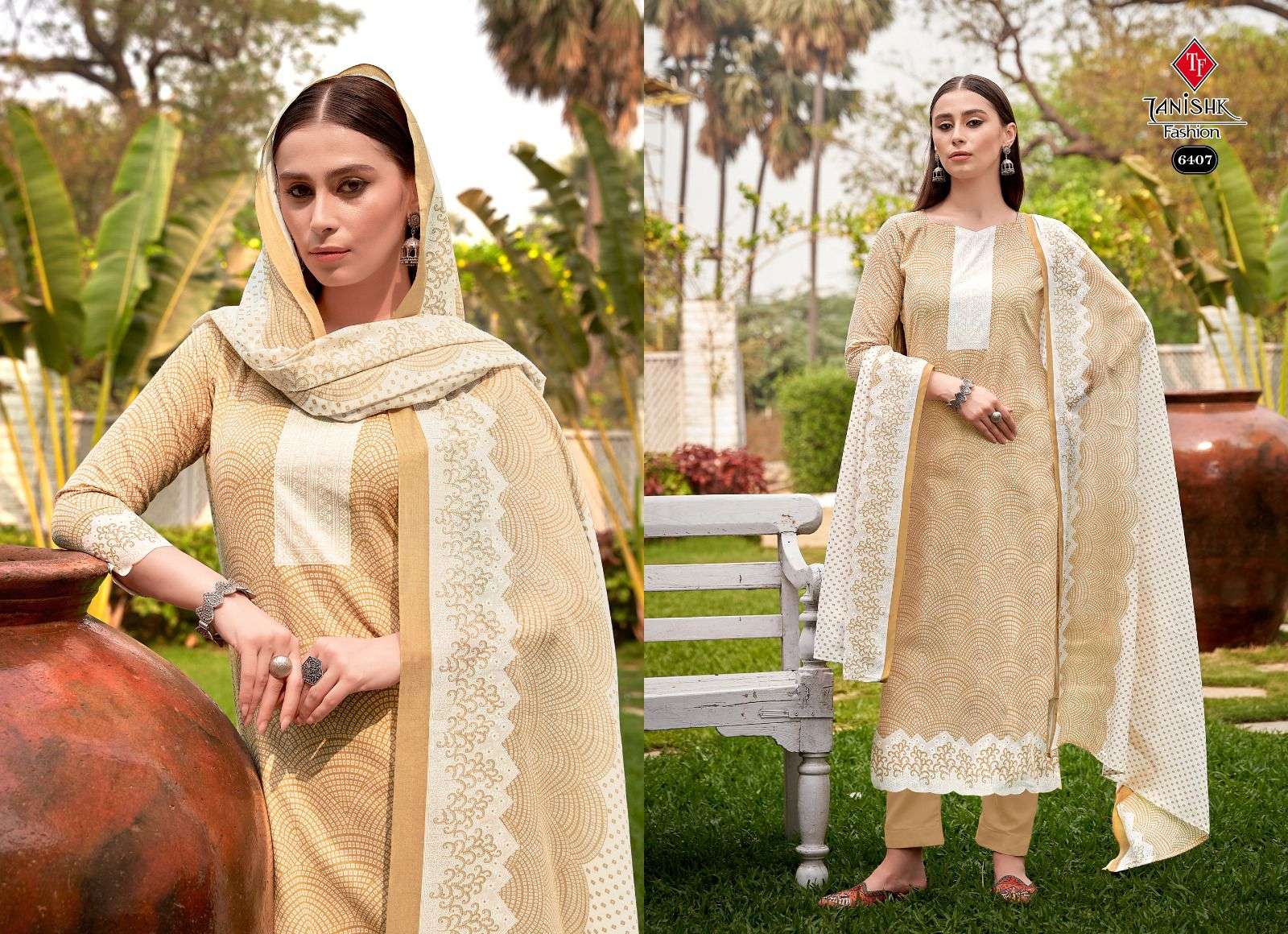 Falak Vol-5 By Tanishk Fashion 6401 To 6408 Series Designer Suits Collection Beautiful Stylish Fancy Colorful Party Wear & Occasional Wear Cotton Print Dresses At Wholesale Price