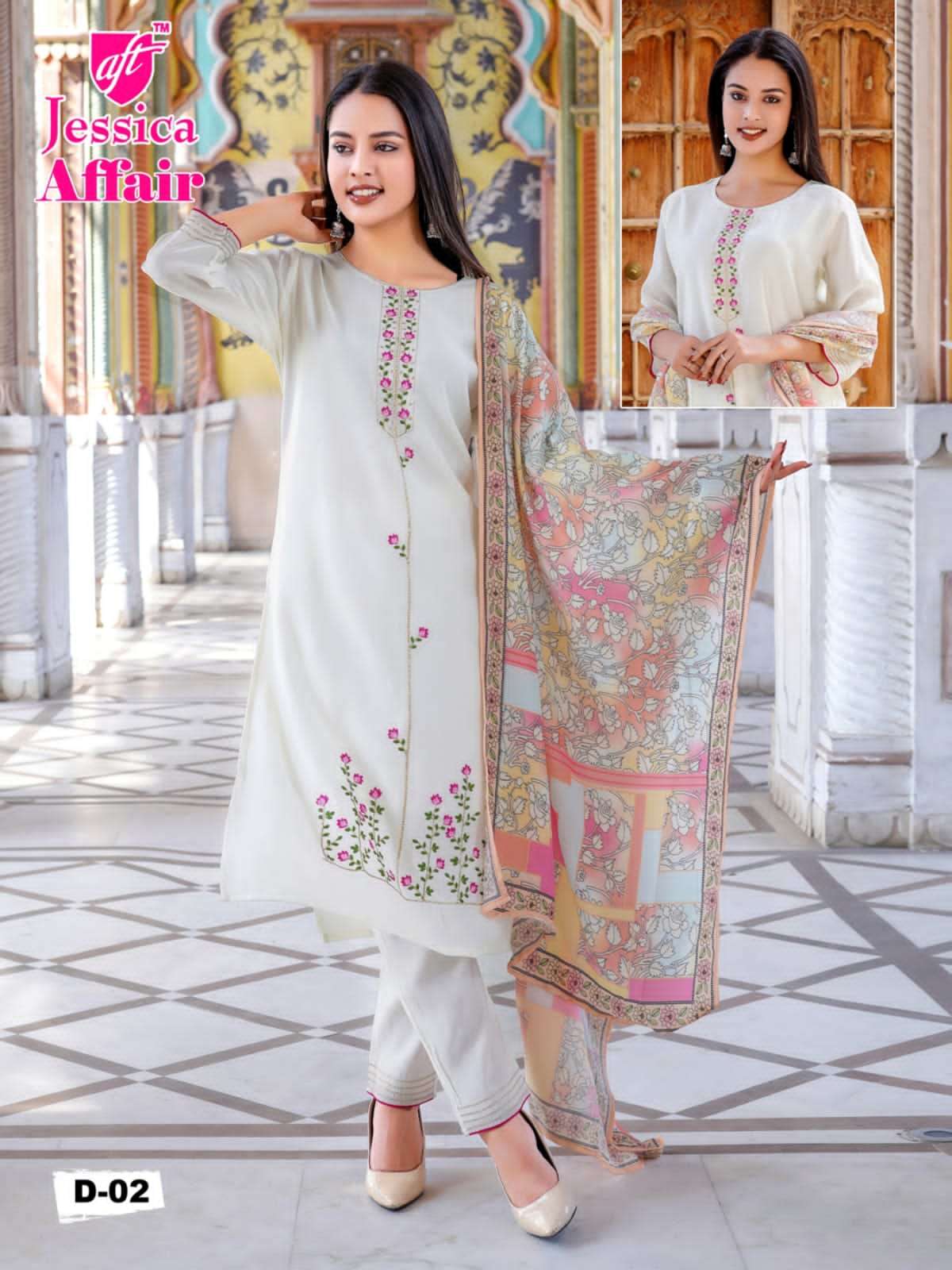 Affair Vol-1 By Jessica 01 To 08 Series Designer Suits Collection Beautiful Stylish Fancy Colorful Party Wear & Occasional Wear Chanderi Print Dresses At Wholesale Price