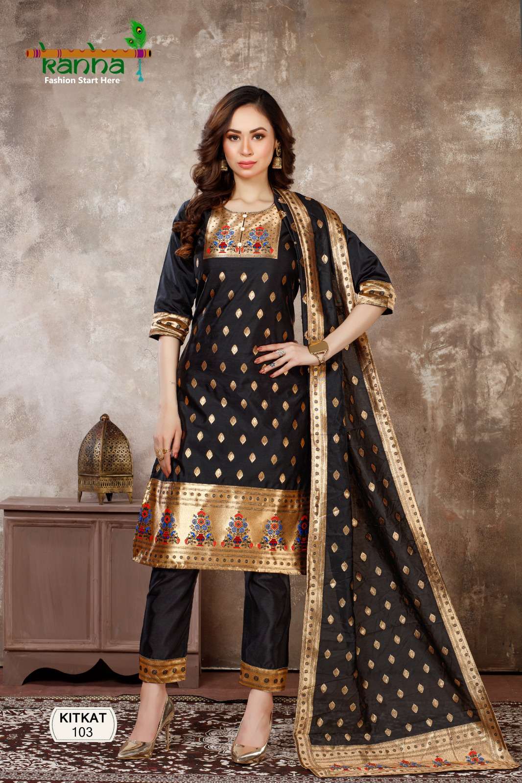 Kitkat By Kanha 101 To 108 Series Designer Suits Collection Beautiful Stylish Fancy Colorful Party Wear & Occasional Wear Chanderi Print Dresses At Wholesale Price