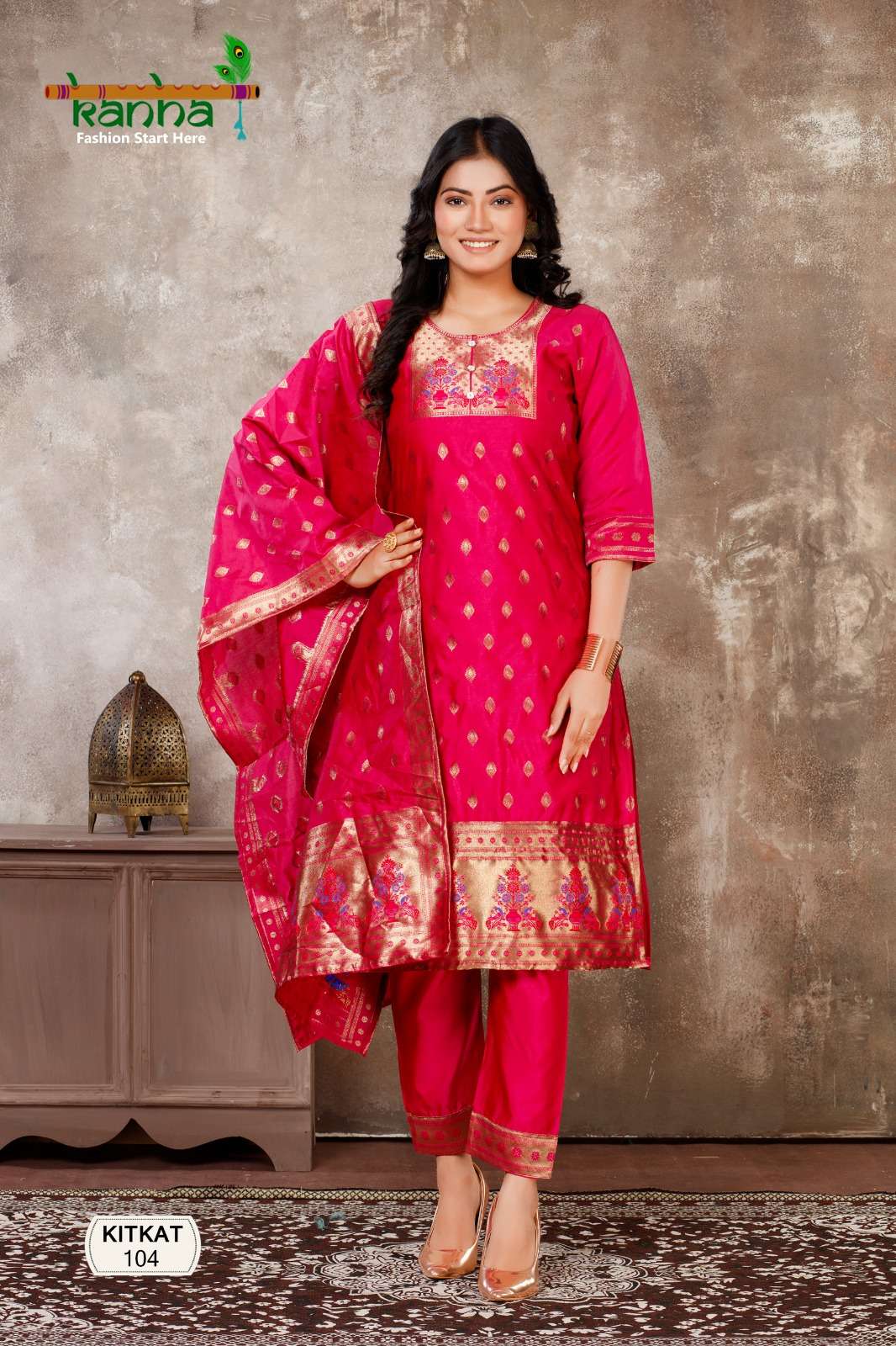 Kitkat By Kanha 101 To 108 Series Designer Suits Collection Beautiful Stylish Fancy Colorful Party Wear & Occasional Wear Chanderi Print Dresses At Wholesale Price