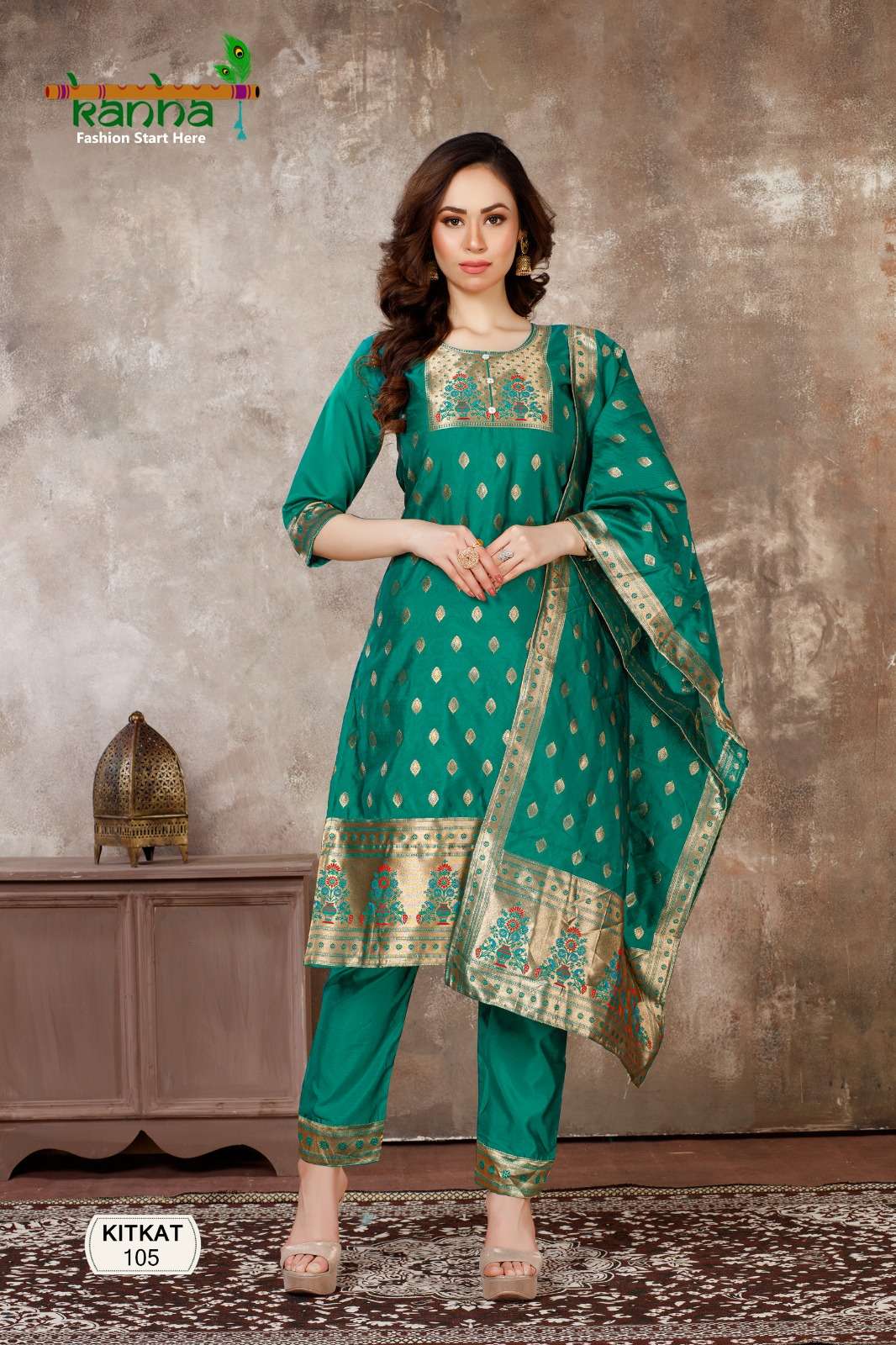 Kitkat By Kanha 101 To 108 Series Designer Suits Collection Beautiful Stylish Fancy Colorful Party Wear & Occasional Wear Chanderi Print Dresses At Wholesale Price