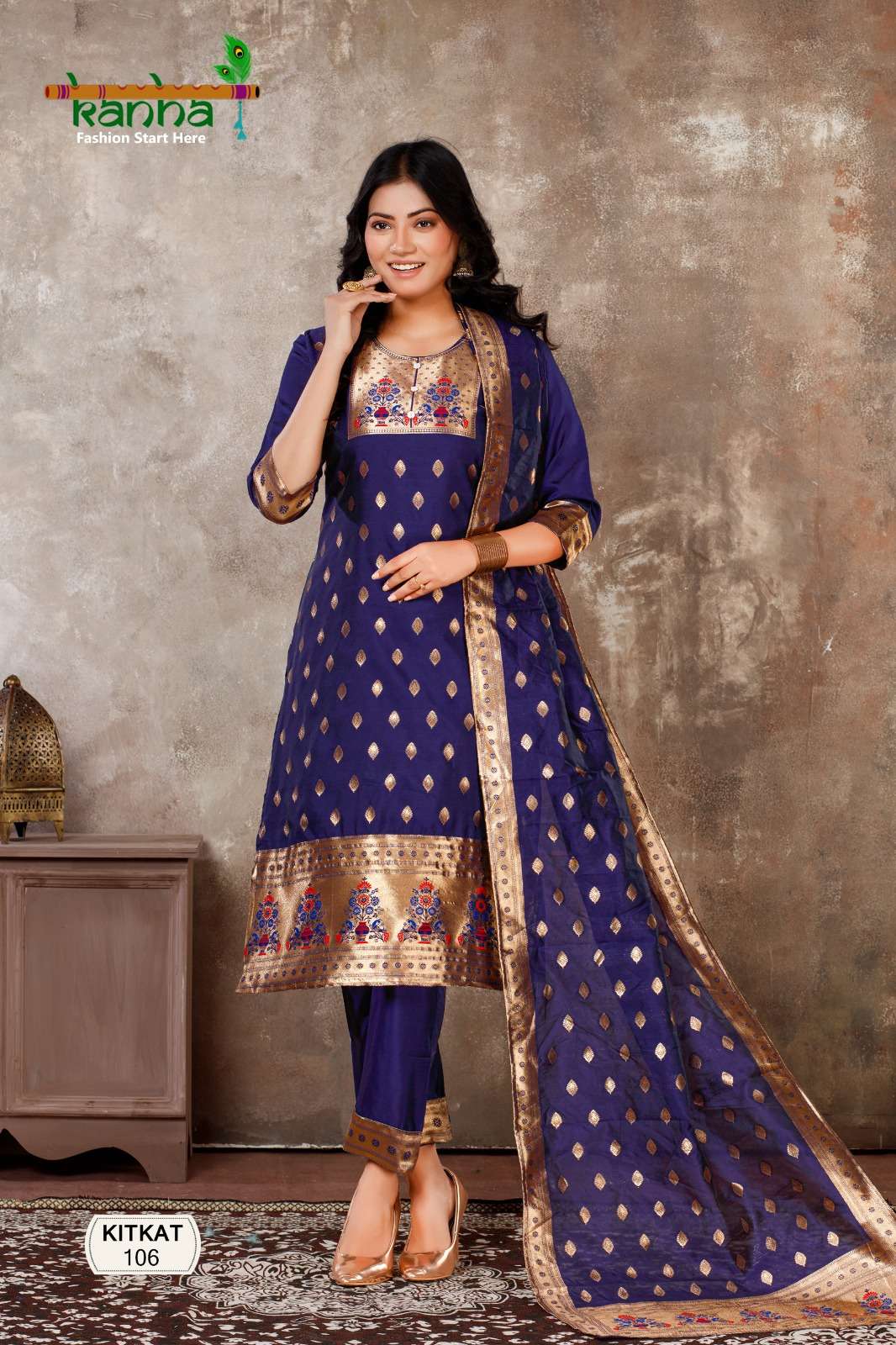 Kitkat By Kanha 101 To 108 Series Designer Suits Collection Beautiful Stylish Fancy Colorful Party Wear & Occasional Wear Chanderi Print Dresses At Wholesale Price