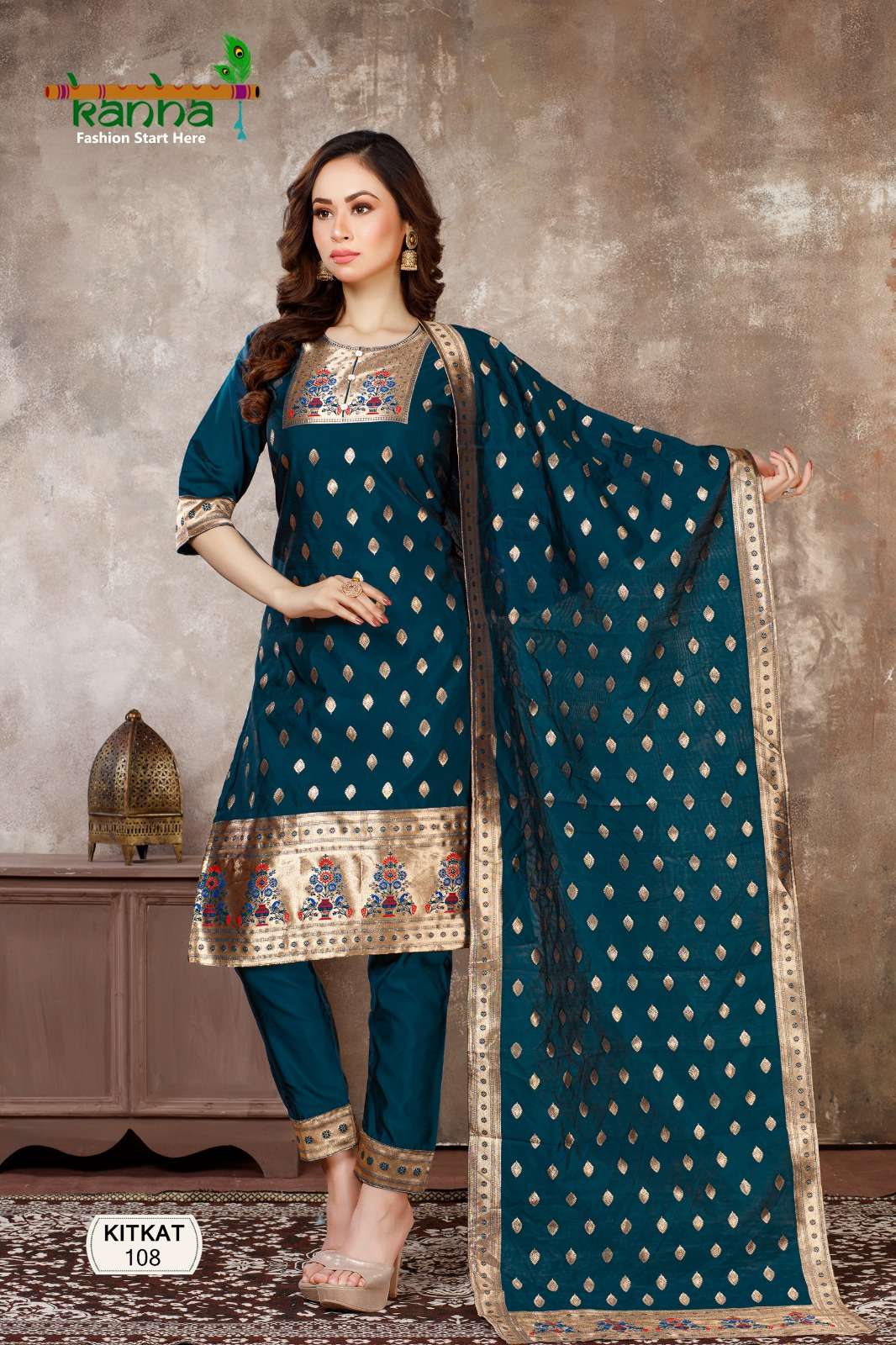 Kitkat By Kanha 101 To 108 Series Designer Suits Collection Beautiful Stylish Fancy Colorful Party Wear & Occasional Wear Chanderi Print Dresses At Wholesale Price