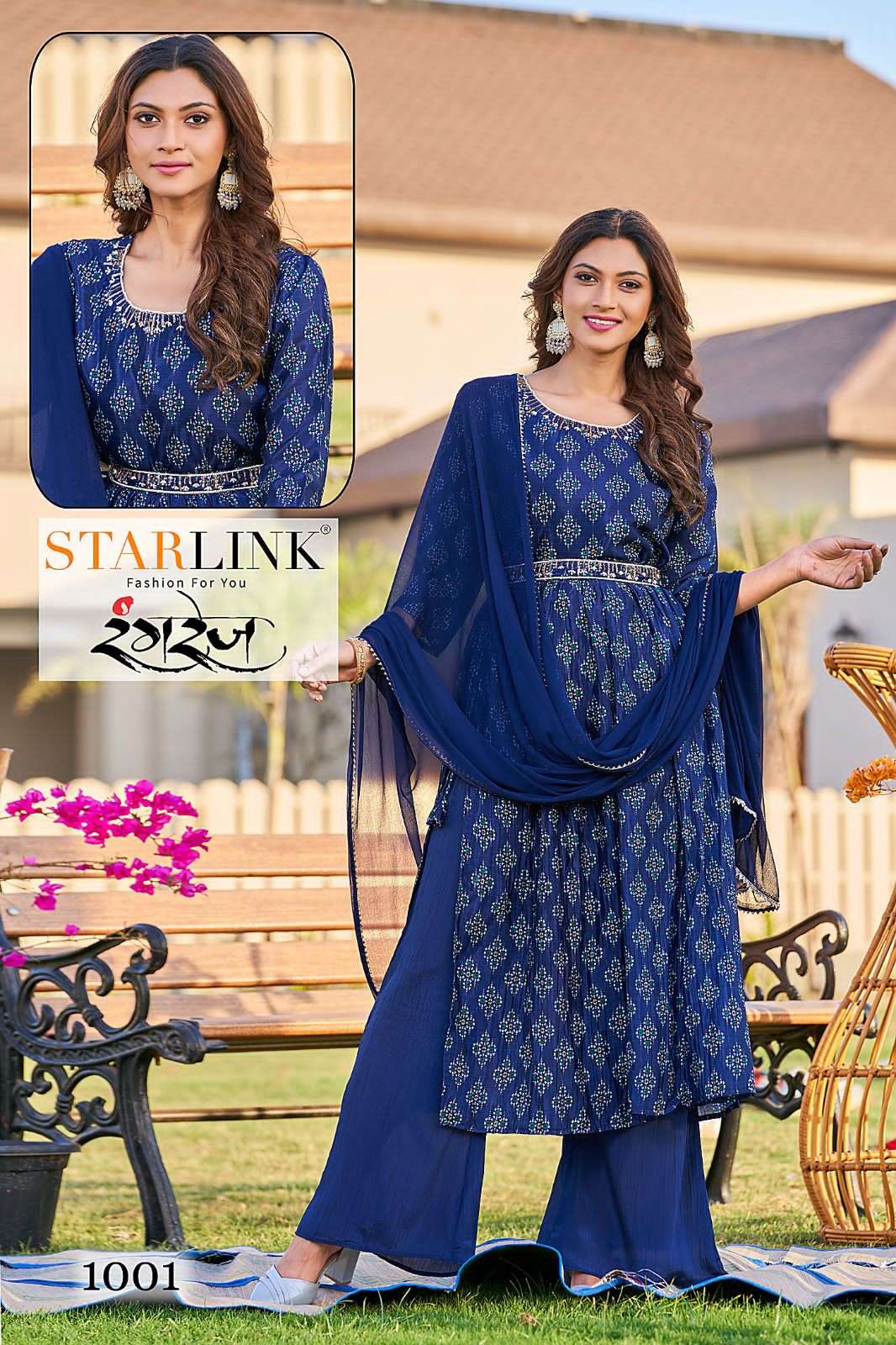 Rangrez By Starlink 1001 To 1008 Series Festive Traditional Wear Collection Beautiful Stylish Fancy Colorful Party Wear & Occasional Wear Chinnon Digital Print Dresses At Wholesale Price