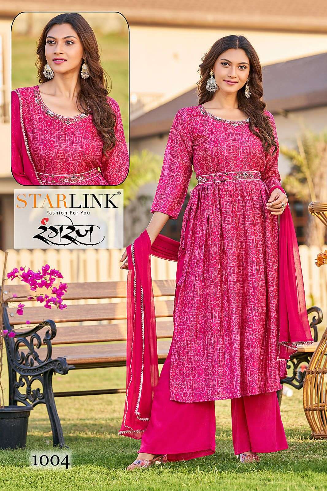 Rangrez By Starlink 1001 To 1008 Series Festive Traditional Wear Collection Beautiful Stylish Fancy Colorful Party Wear & Occasional Wear Chinnon Digital Print Dresses At Wholesale Price