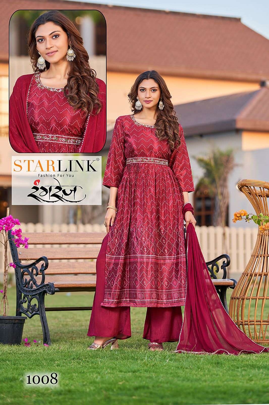 Rangrez By Starlink 1001 To 1008 Series Festive Traditional Wear Collection Beautiful Stylish Fancy Colorful Party Wear & Occasional Wear Chinnon Digital Print Dresses At Wholesale Price