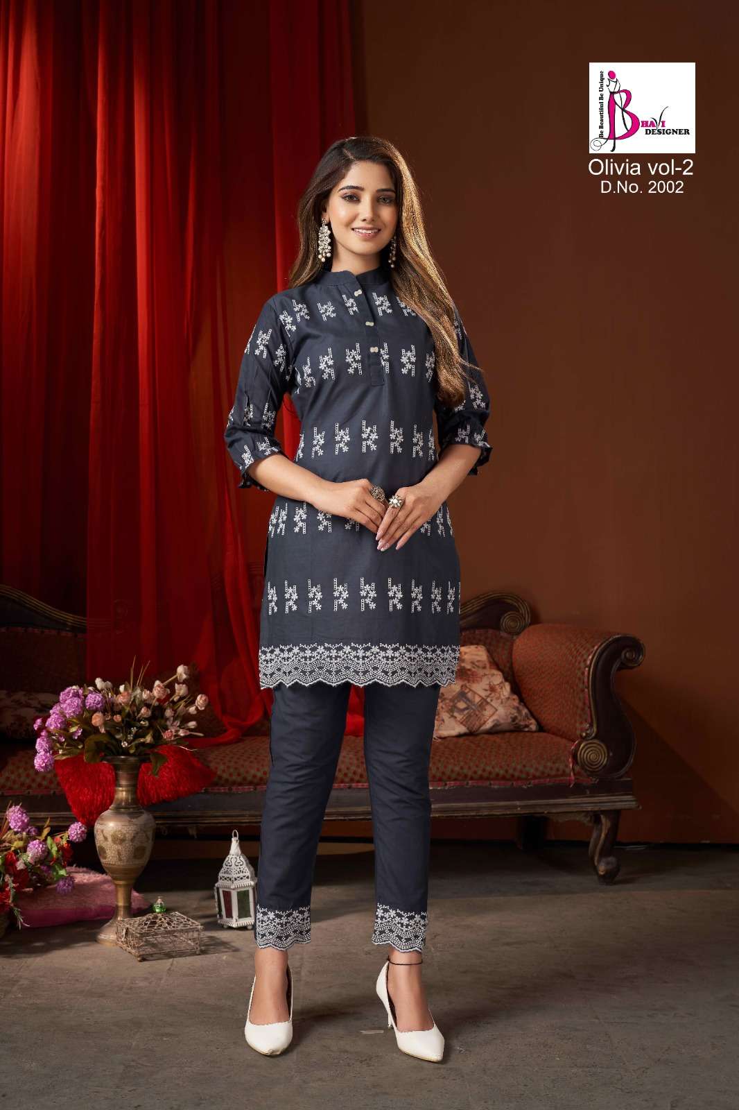 Olivia Vol-2 By Bhavi Designer 2001 To 2004 Series Designer Stylish Fancy Colorful Beautiful Party Wear & Ethnic Wear Collection Cambric Cotton Tops With Bottom At Wholesale Price