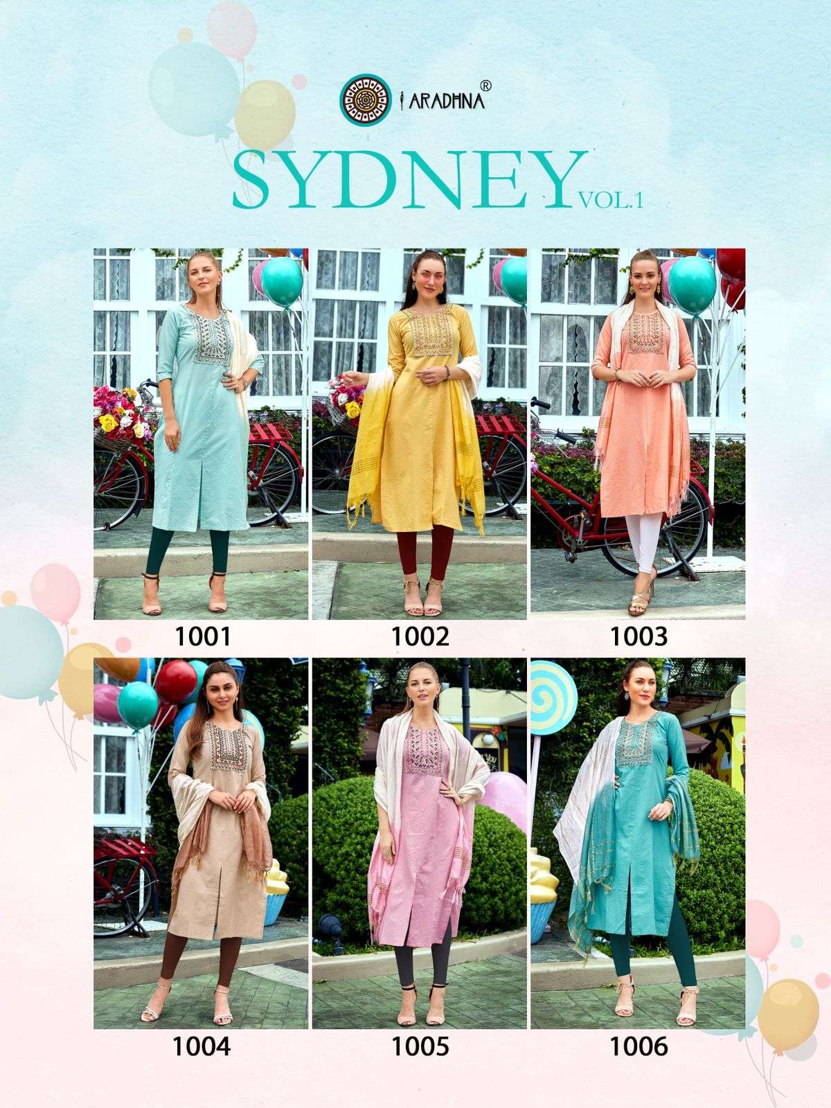 Sydney Vol-1 By Aradhna Fashion 1001 To 1006 Series Designer Stylish Fancy Colorful Beautiful Party Wear & Ethnic Wear Collection Cotton Embroidered Kurtis At Wholesale Price