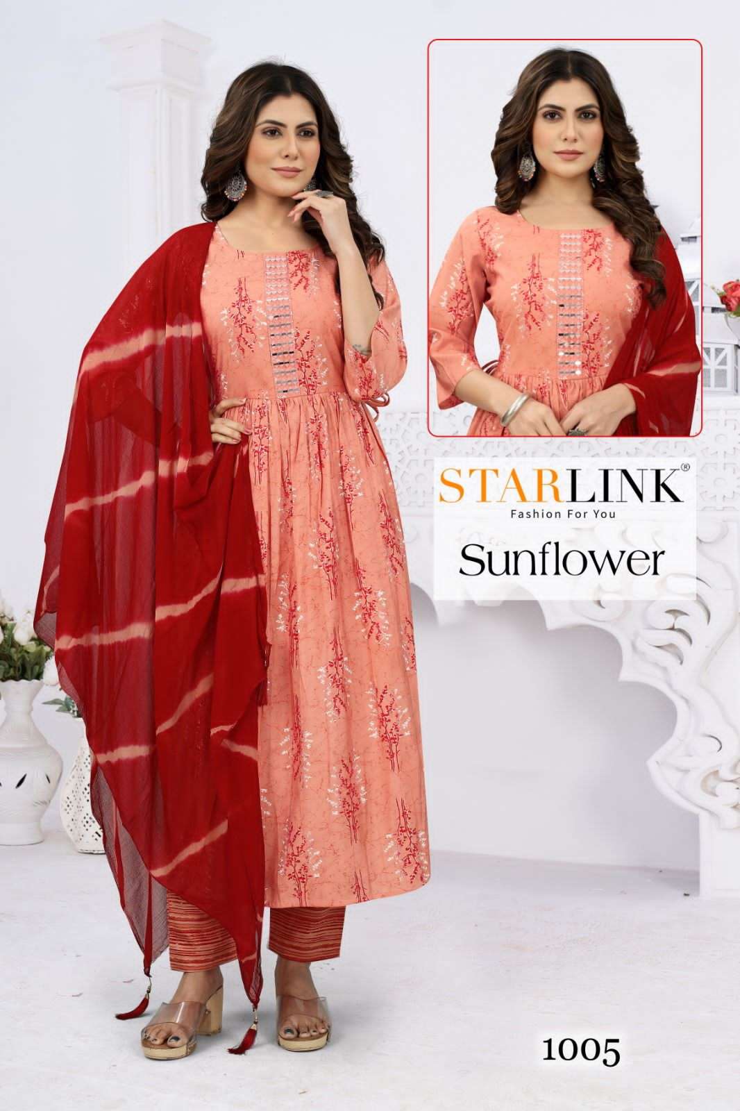 Sunflower By Starlink 1001 To 1014 Series Festive Traditional Wear Collection Beautiful Stylish Fancy Colorful Party Wear & Occasional Wear Viscose Chanderi Silk Digital Print Dresses At Wholesale Price