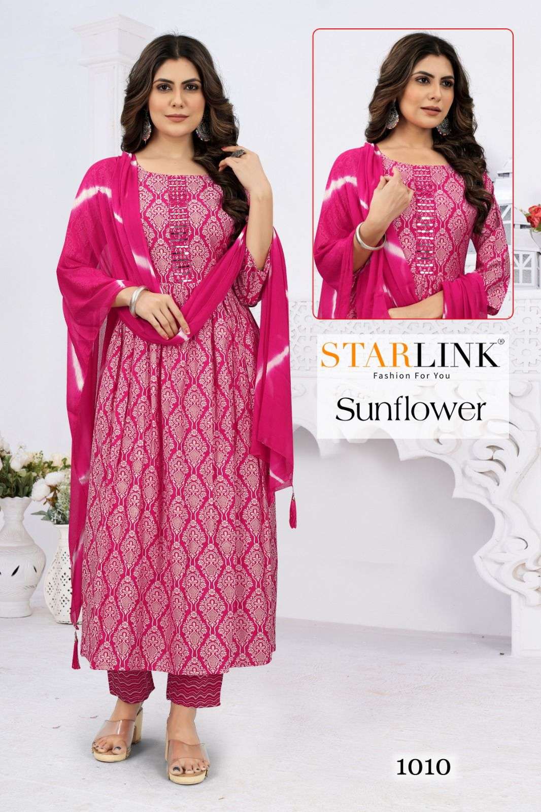 Sunflower By Starlink 1001 To 1014 Series Festive Traditional Wear Collection Beautiful Stylish Fancy Colorful Party Wear & Occasional Wear Viscose Chanderi Silk Digital Print Dresses At Wholesale Price