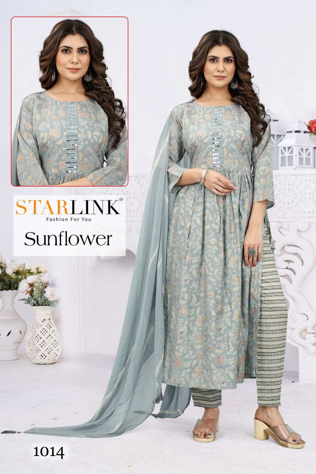 Sunflower By Starlink 1001 To 1014 Series Festive Traditional Wear Collection Beautiful Stylish Fancy Colorful Party Wear & Occasional Wear Viscose Chanderi Silk Digital Print Dresses At Wholesale Price