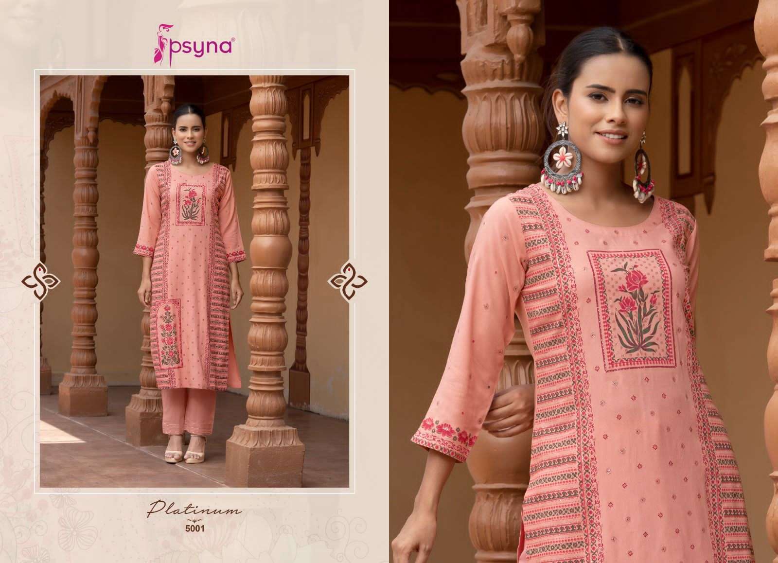 Platinum Vol-5 By Psyna 5001 To 5008 Series Designer Stylish Fancy Colorful Beautiful Party Wear & Ethnic Wear Collection Rayon Print Kurtis At Wholesale Price