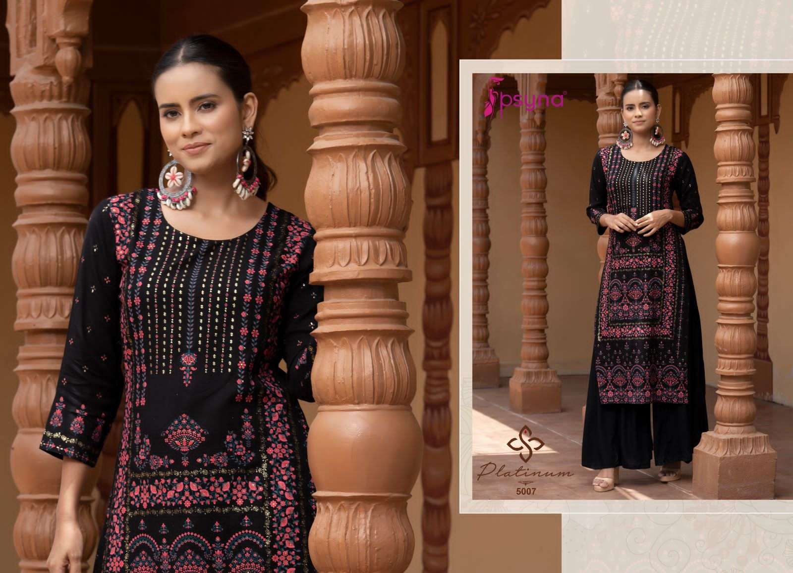 Platinum Vol-5 By Psyna 5001 To 5008 Series Designer Stylish Fancy Colorful Beautiful Party Wear & Ethnic Wear Collection Rayon Print Kurtis At Wholesale Price
