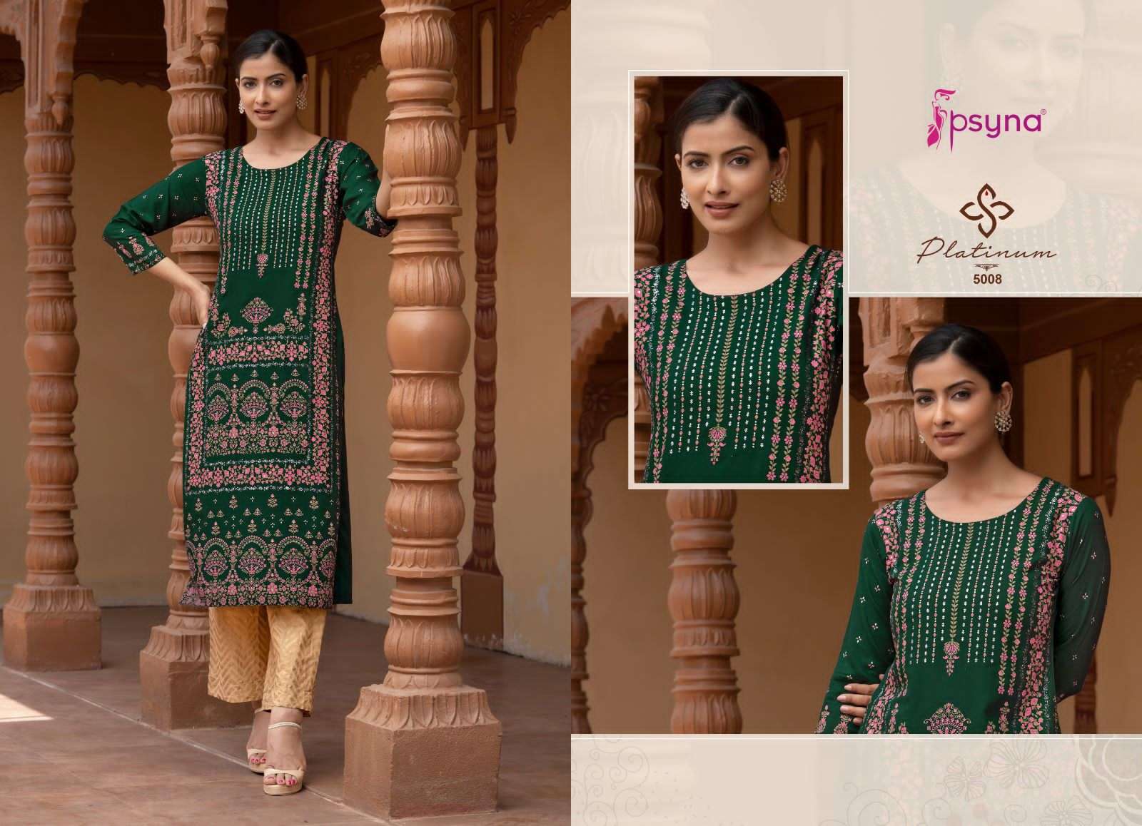 Platinum Vol-5 By Psyna 5001 To 5008 Series Designer Stylish Fancy Colorful Beautiful Party Wear & Ethnic Wear Collection Rayon Print Kurtis At Wholesale Price
