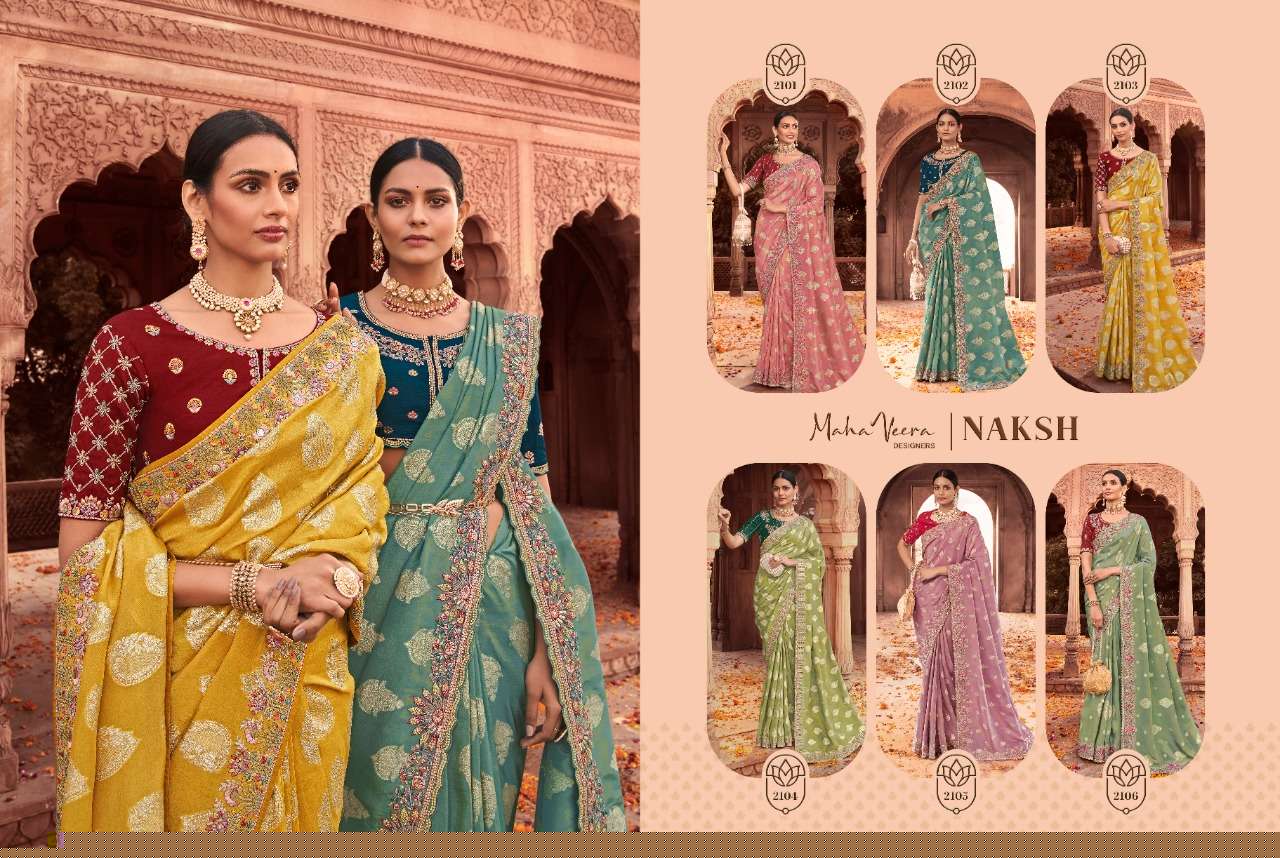 Naksh By Maha Veera Designer 2101 To 2106 Series Indian Traditional Wear Collection Beautiful Stylish Fancy Colorful Party Wear & Occasional Wear Fancy Sarees At Wholesale Price