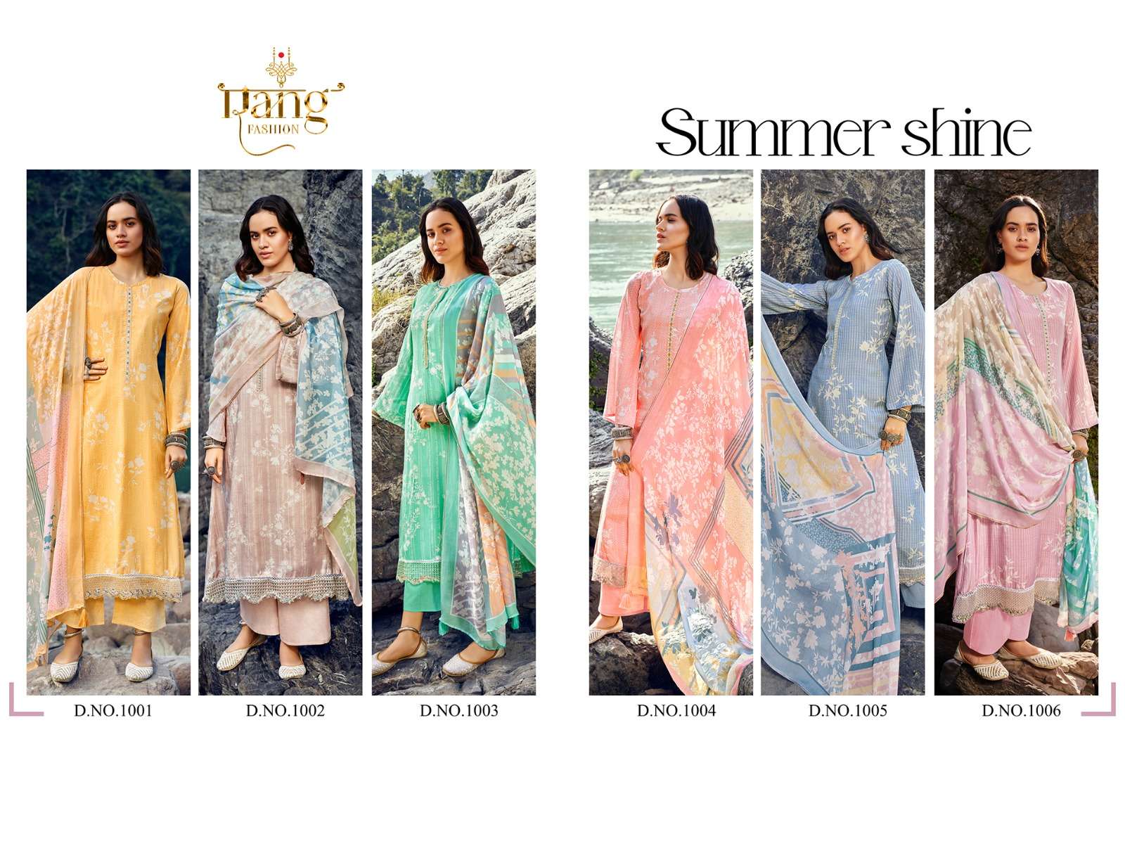 Summer Shine By Rang Fashion 1001 To 1006 Series Beautiful Suits Colorful Stylish Fancy Casual Wear & Ethnic Wear Pure Muslin Dresses At Wholesale Price