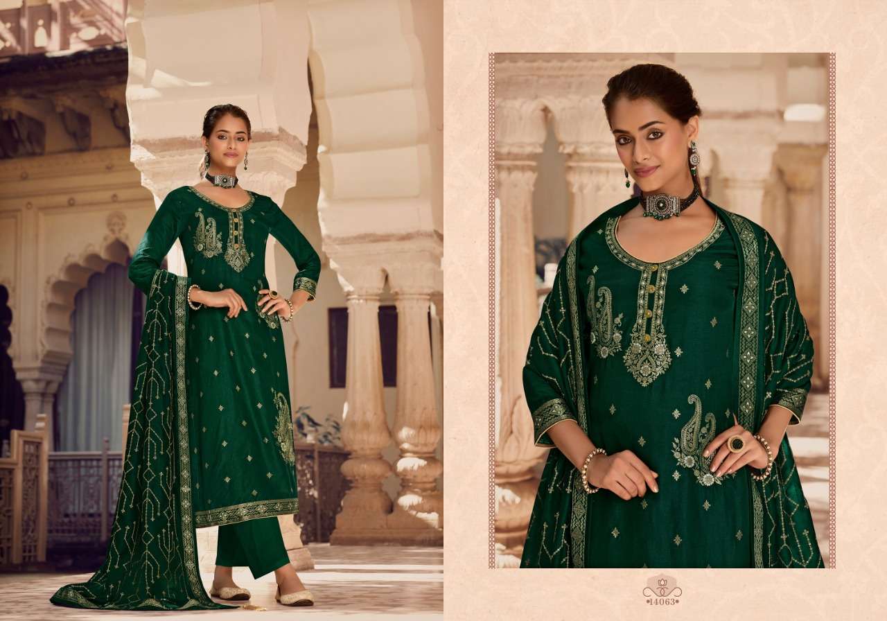 Mehak By Zisa 14061 To 14064 Series Beautiful Festive Suits Colorful Stylish Fancy Casual Wear & Ethnic Wear Dola Jacquard Dresses At Wholesale Price