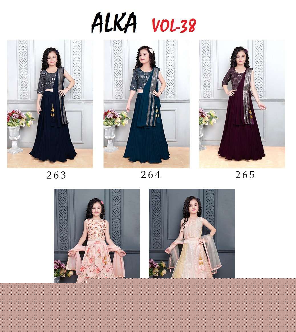 Alka Vol-38 By Fashid Wholesale 263 To 267 Series Kids Wear Collection Beautiful Stylish Colorful Fancy Party Wear & Occasional Wear Heavy Georgette/Net Lehengas At Wholesale Price