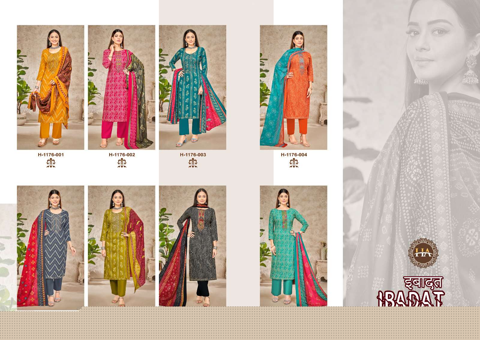 Ibadat By Harshit Fashion Hub 1176-001 To 1176-008 Series Beautiful Festive Suits Colorful Stylish Fancy Casual Wear & Ethnic Wear Viscose Rayon Dresses At Wholesale Price