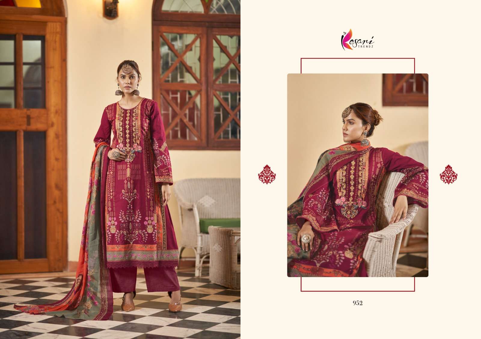Jannat-E-Noor By Kesari Trendz 951 To 958 Series Designer Festive Suits Collection Beautiful Stylish Fancy Colorful Party Wear & Occasional Wear Pure Lawn Cotton Embroidered Dresses At Wholesale Price