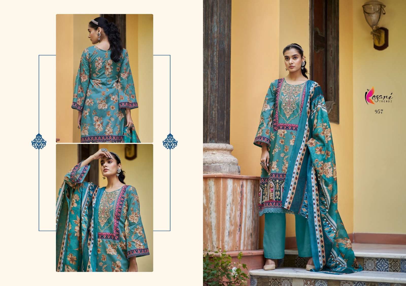 Jannat-E-Noor By Kesari Trendz 951 To 958 Series Designer Festive Suits Collection Beautiful Stylish Fancy Colorful Party Wear & Occasional Wear Pure Lawn Cotton Embroidered Dresses At Wholesale Price