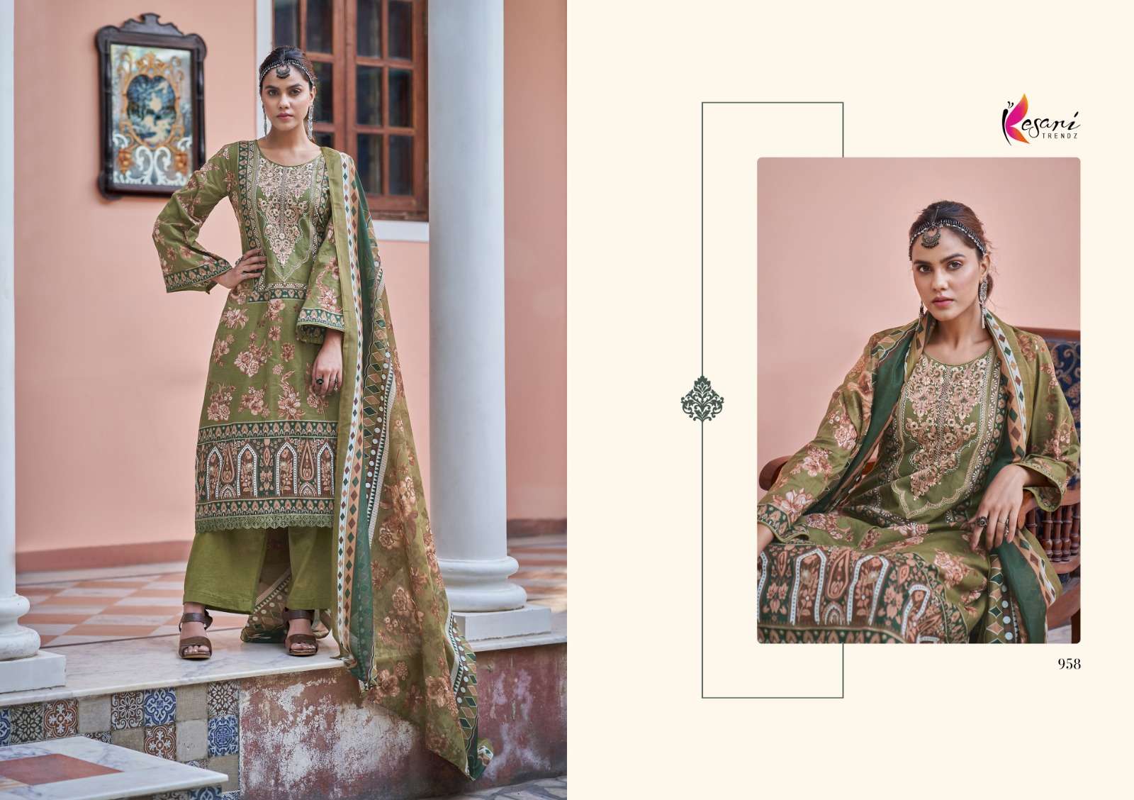 Jannat-E-Noor By Kesari Trendz 951 To 958 Series Designer Festive Suits Collection Beautiful Stylish Fancy Colorful Party Wear & Occasional Wear Pure Lawn Cotton Embroidered Dresses At Wholesale Price