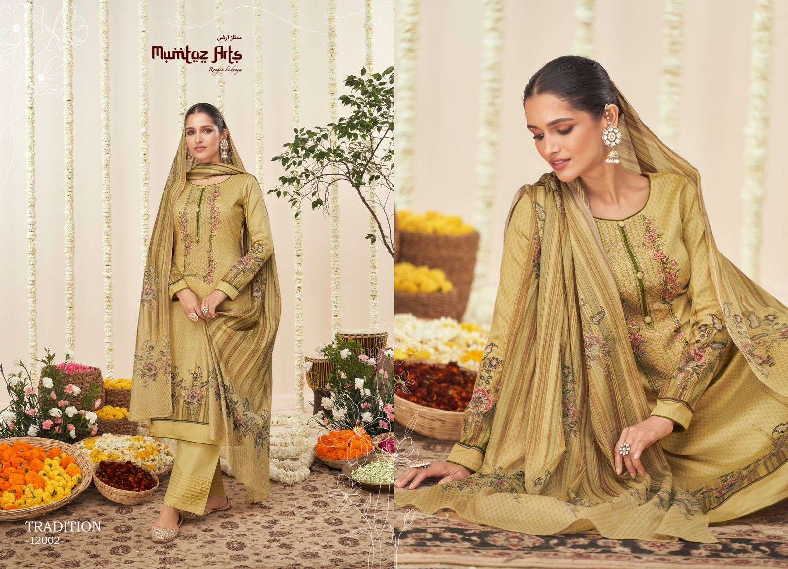 Tradition By Mumtaz Arts 12001 To 12008 Series Designer Festive Suits Collection Beautiful Stylish Fancy Colorful Party Wear & Occasional Wear Pure Viscose Satin Embroidered Dresses At Wholesale Price