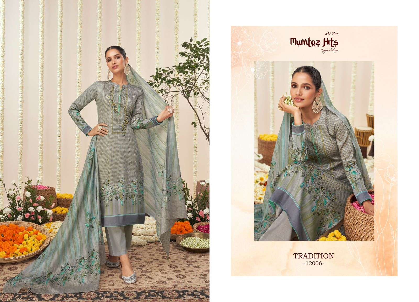 Tradition By Mumtaz Arts 12001 To 12008 Series Designer Festive Suits Collection Beautiful Stylish Fancy Colorful Party Wear & Occasional Wear Pure Viscose Satin Embroidered Dresses At Wholesale Price
