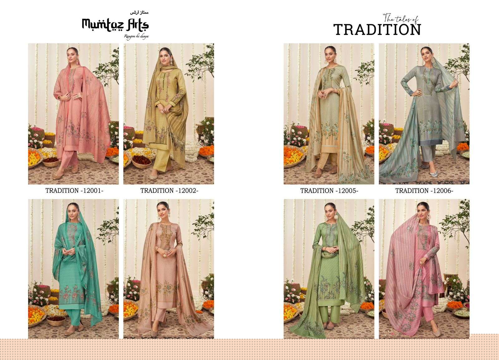 Tradition By Mumtaz Arts 12001 To 12008 Series Designer Festive Suits Collection Beautiful Stylish Fancy Colorful Party Wear & Occasional Wear Pure Viscose Satin Embroidered Dresses At Wholesale Price