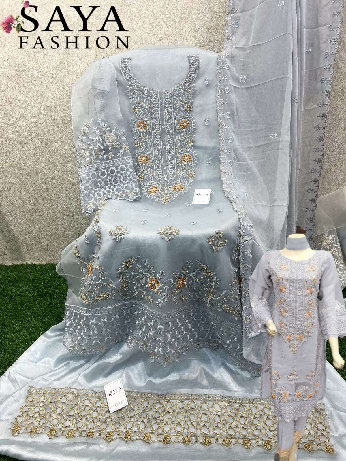 Saya-005 Colours By Saya Fashion 005-A To 005-B Series Pakistani Suits Beautiful Fancy Colorful Stylish Party Wear & Occasional Wear Organza Embroidered Dresses At Wholesale Price