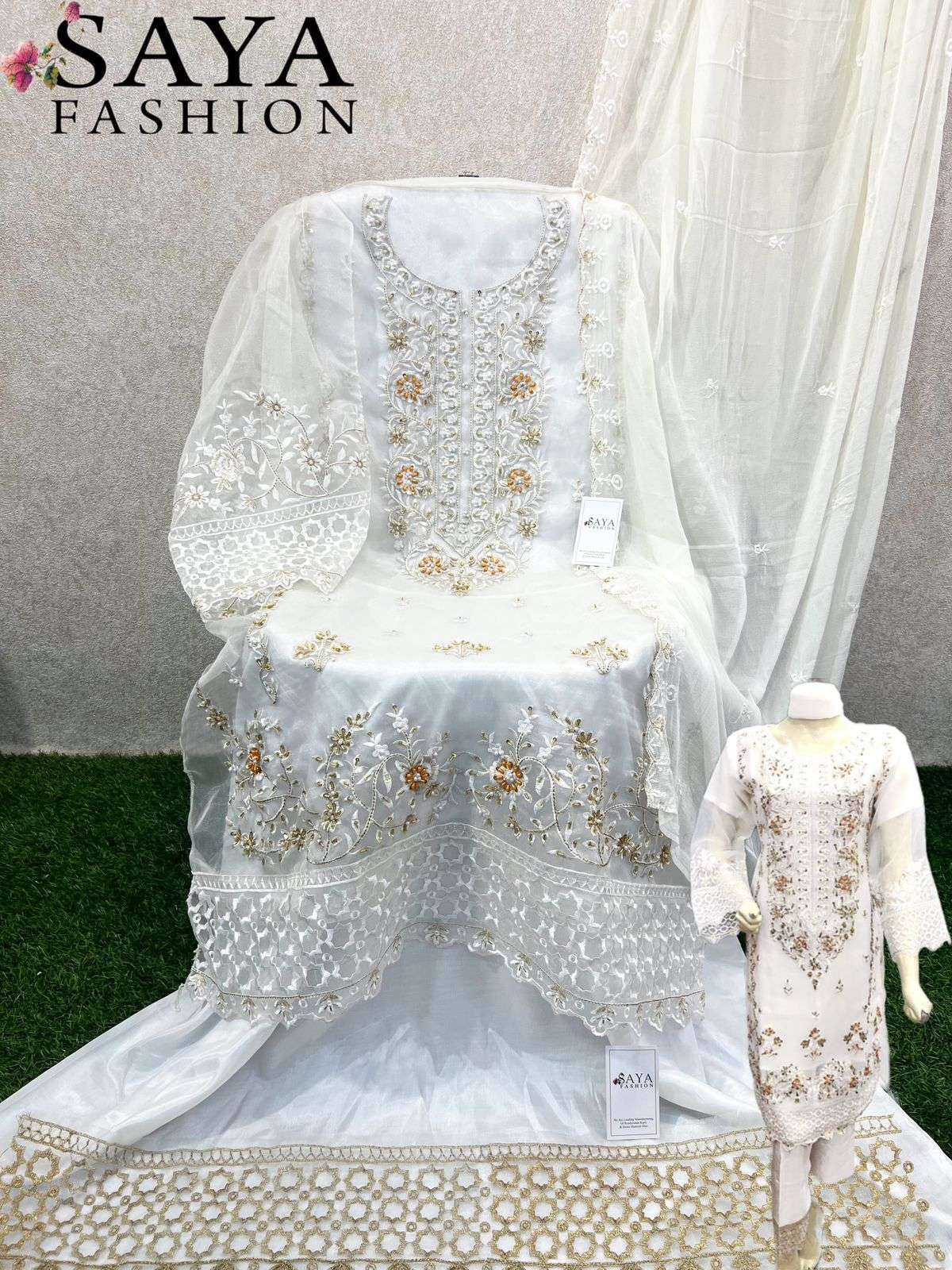 Saya-005 Colours By Saya Fashion 005-A To 005-B Series Pakistani Suits Beautiful Fancy Colorful Stylish Party Wear & Occasional Wear Organza Embroidered Dresses At Wholesale Price