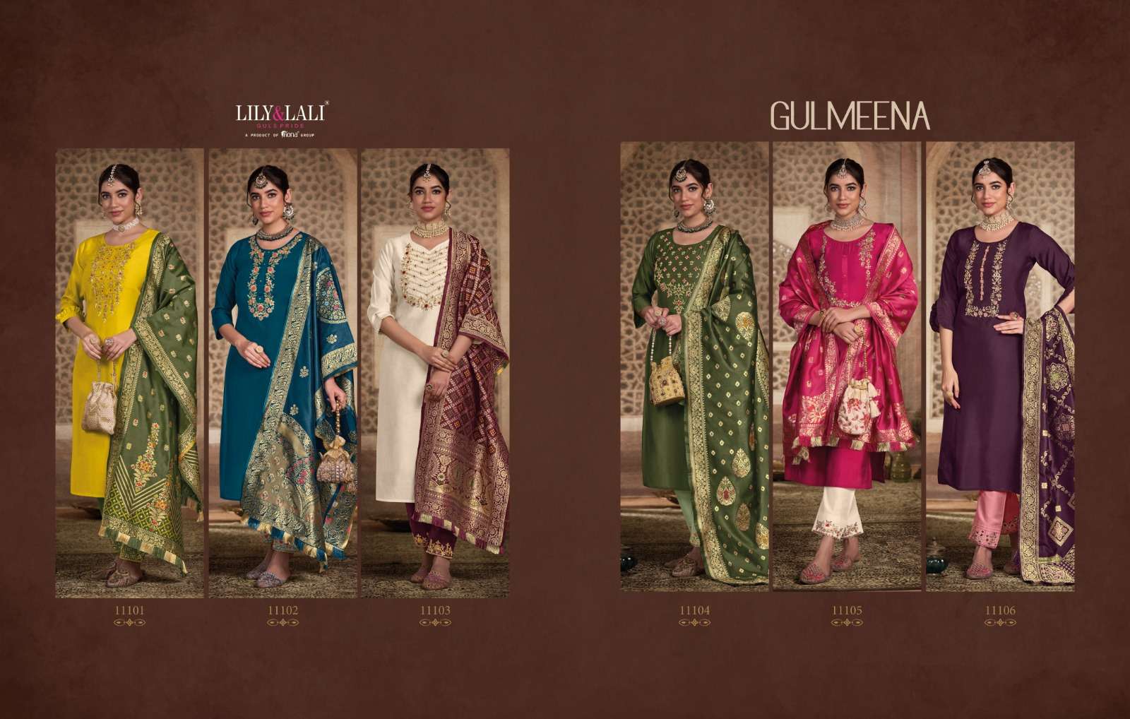 Gulmeena By Lily And Lali 11101 To 11106 Series Beautiful Stylish Suits Fancy Colorful Casual Wear & Ethnic Wear & Ready To Wear Pure Viscose Silk Printed Dresses At Wholesale Price