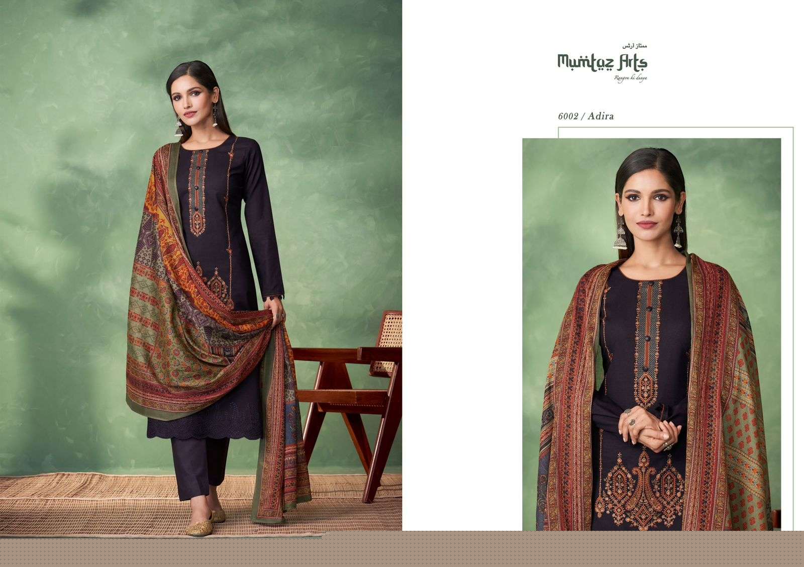 Adira By Mumtaz Arts 6001 To 6008 Series Designer Festive Suits Collection Beautiful Stylish Fancy Colorful Party Wear & Occasional Wear Pure Jam Satin Embroidered Dresses At Wholesale Price