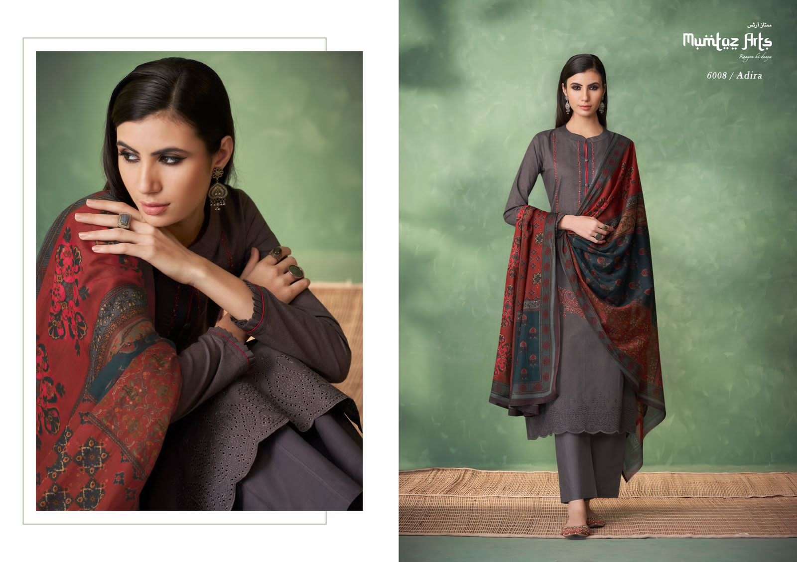 Adira By Mumtaz Arts 6001 To 6008 Series Designer Festive Suits Collection Beautiful Stylish Fancy Colorful Party Wear & Occasional Wear Pure Jam Satin Embroidered Dresses At Wholesale Price