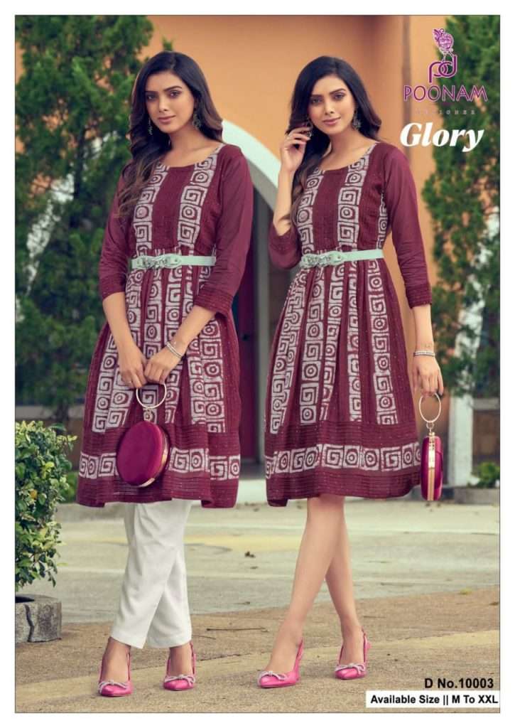 Glory By Poonam Designer 10001 To 10008 Series Designer Stylish Fancy Colorful Beautiful Party Wear & Ethnic Wear Collection Soft Viscose Print Kurtis At Wholesale Price