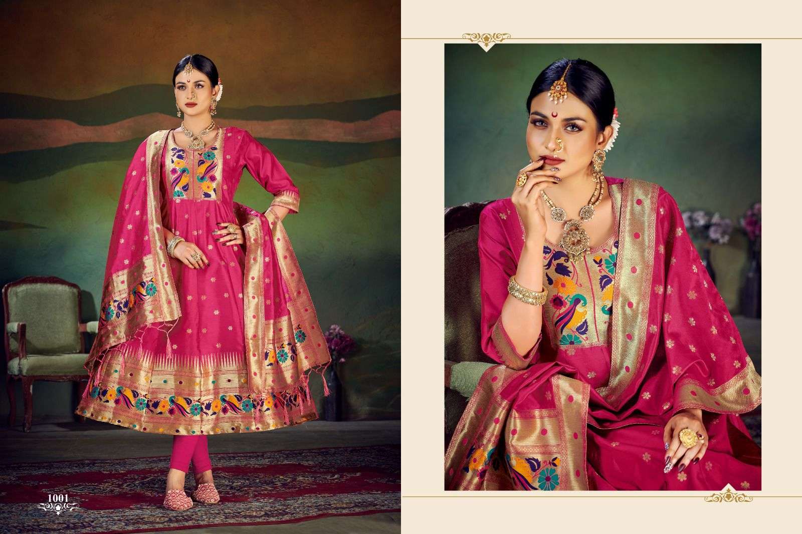 Star Paithni Gown By Smit Creation 1001 To 1006 Series Beautiful Stylish Fancy Colorful Casual Wear & Ethnic Wear Pure Tapeta Silk Gowns With Dupatta At Wholesale Price